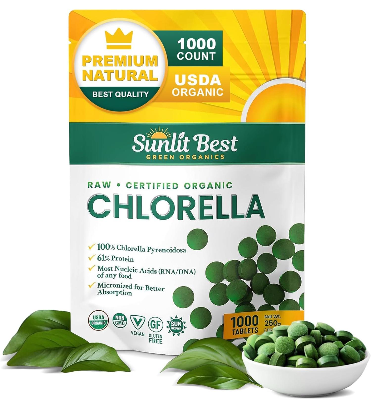 Chlorella Tablets Mega-Pack 1000 - Raw Cracked Cell, Non-GMO, 100% Pure Pyrensoidosa - High Protein Superfood with Chlorophyll & Nucleic Acids - No Fillers - Buy Online on GoSupps.com