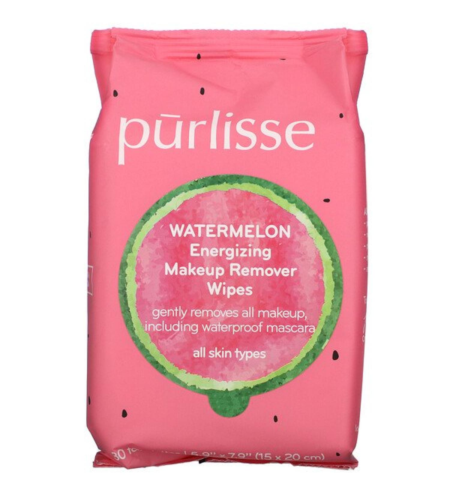 Purlisse Watermelon Energizing Makeup Remover Wipes 30 Towelettes