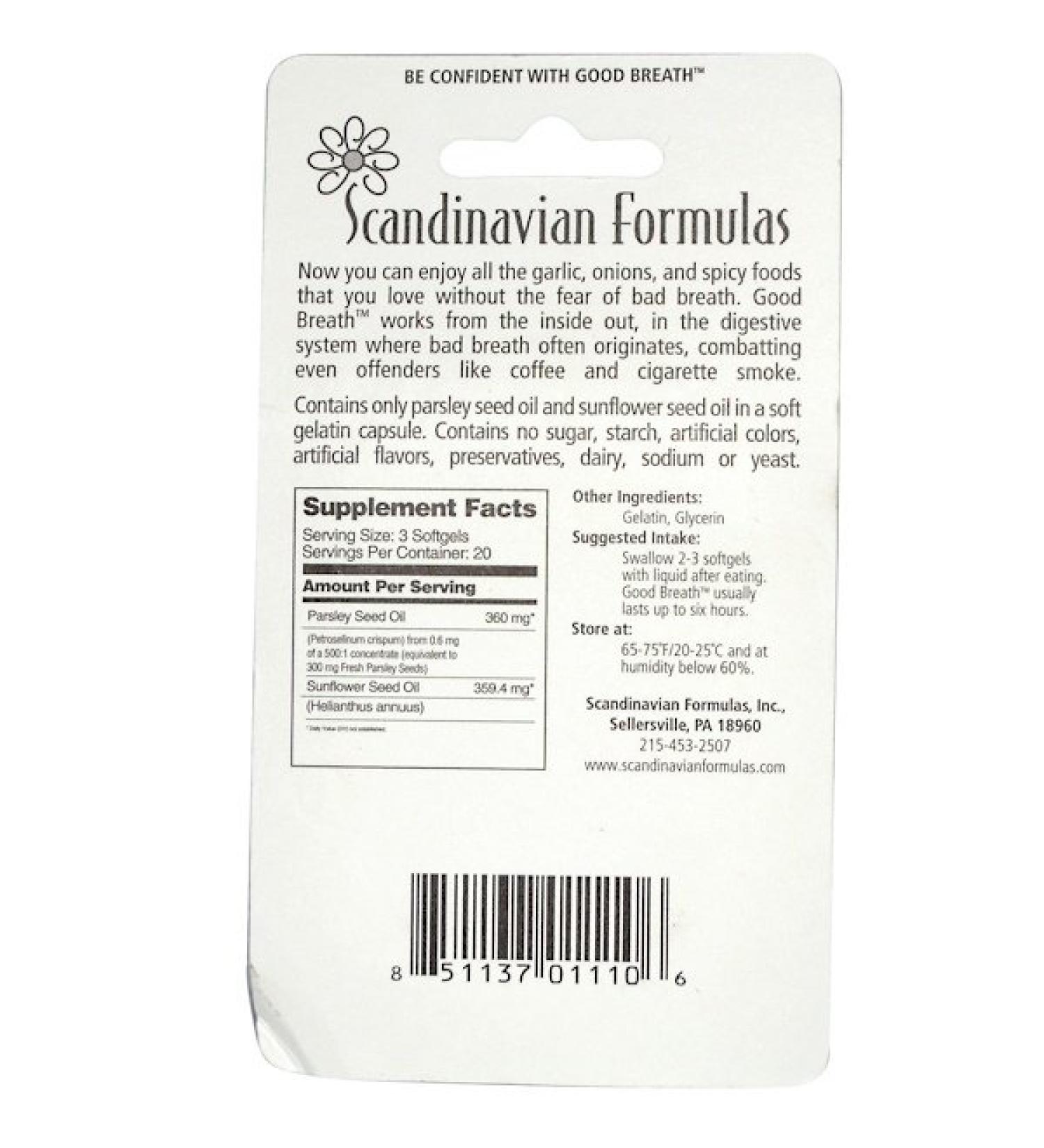 Scandinavian Formulas Good Breath 60 Softgels