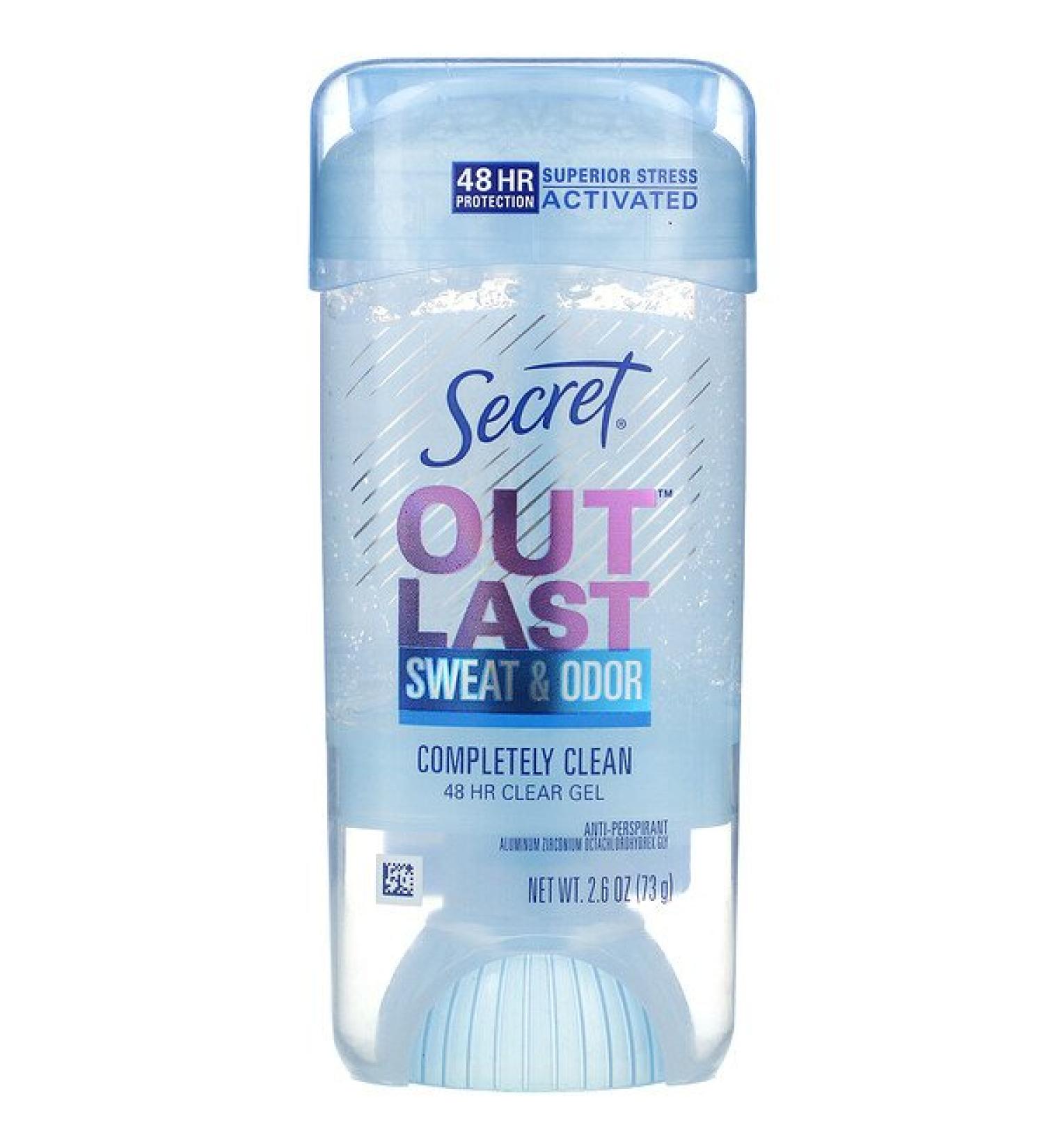 Secret Outlast 48 Hour Clear Gel Deodorant Completely Clean 2.6 oz (73 g)