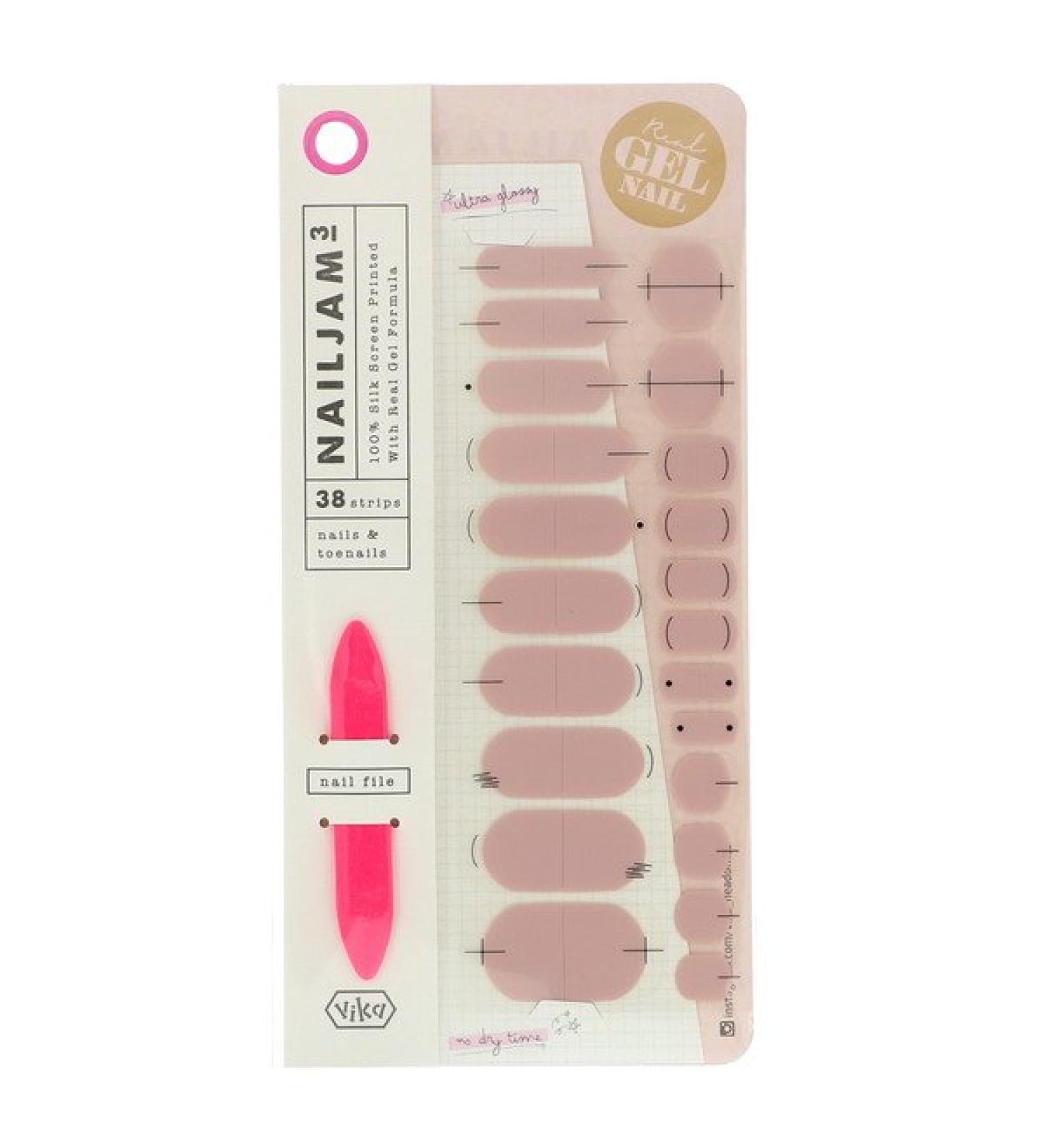 Vika Nailjam Gel Nail Strips For Nails & Toenails Naked Cake 38 Strips