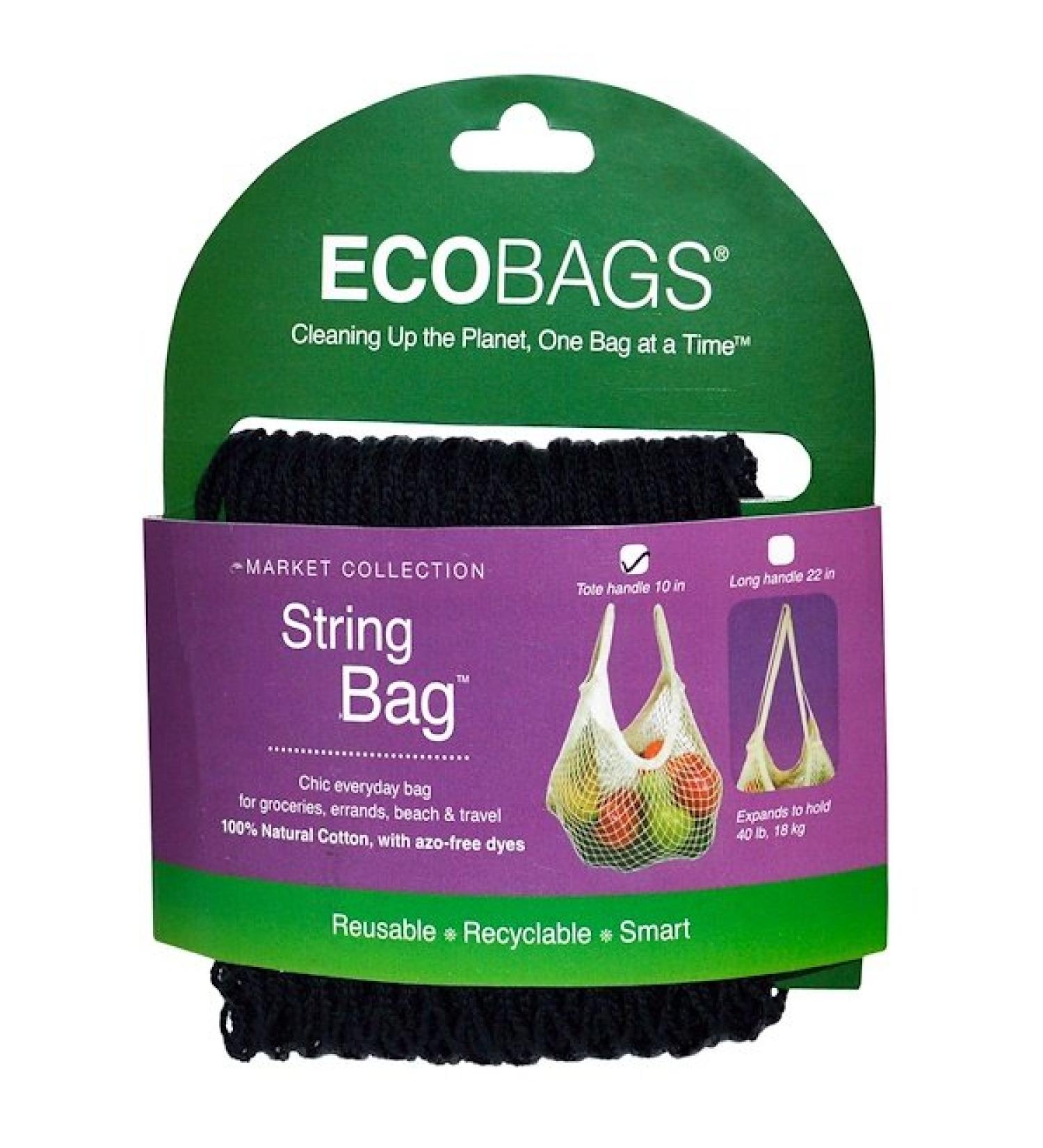 ECOBAGS Market Collection String Bag Tote Handle 10 in Black 1 Bag