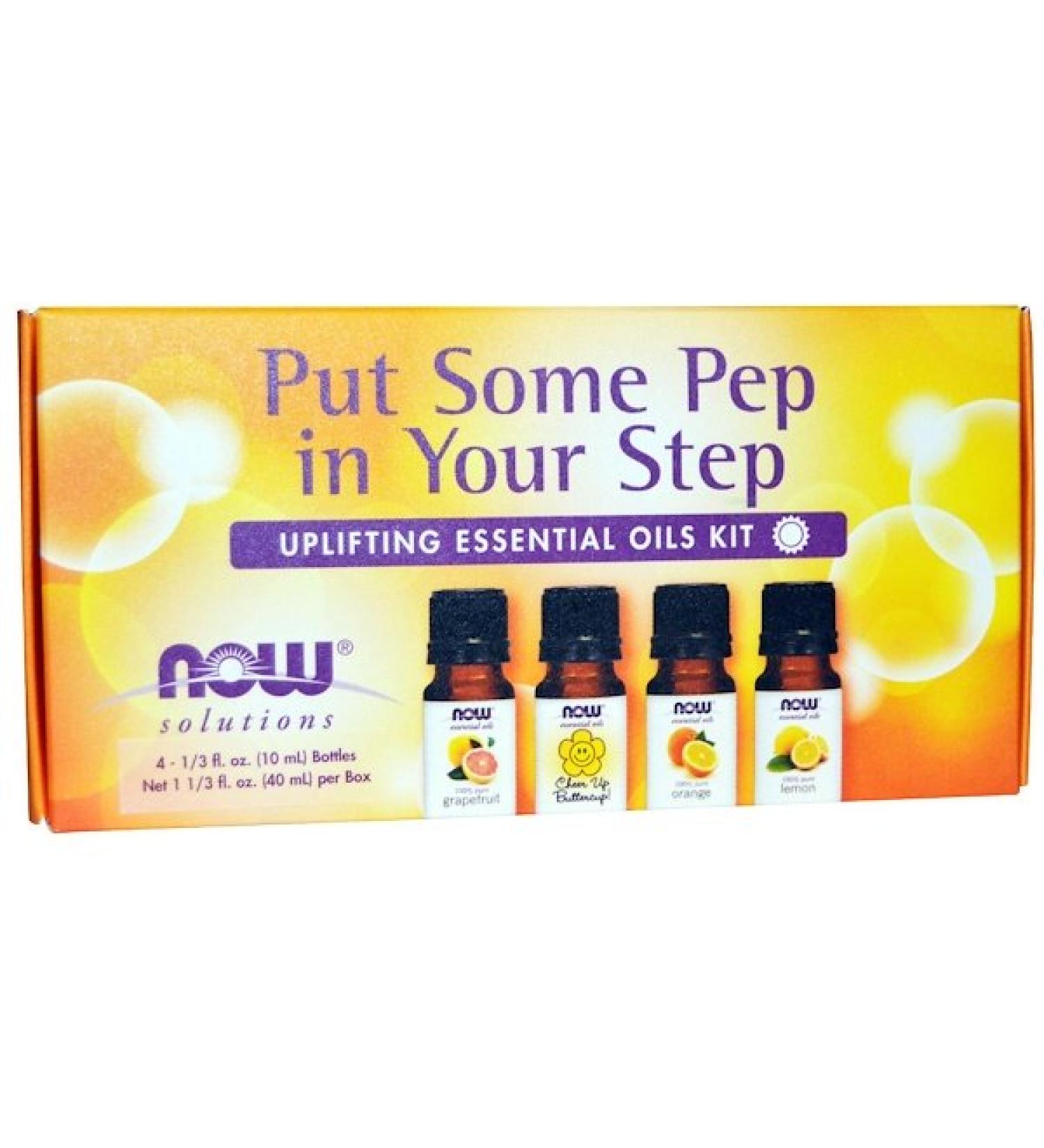 Now Foods Essential Oils Kit Put Some Pep in Your Step Uplifting  4 Bottles 1/3 fl oz (10 ml)