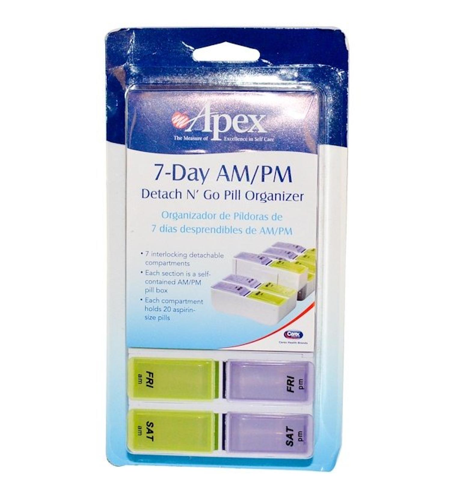 Apex 7-Day AM/PM Detach N' Go 1 Pill Organizer