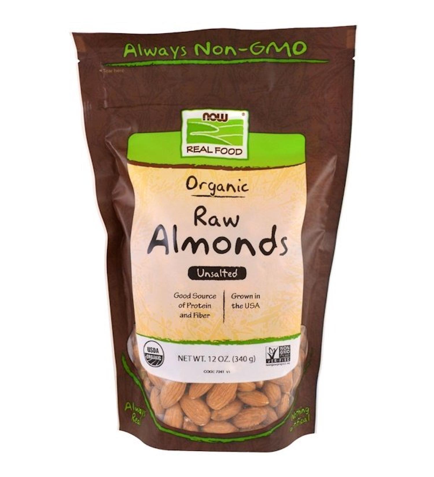 Now Foods Real Food Organic Raw Almonds Unsalted 12 oz (340 g)