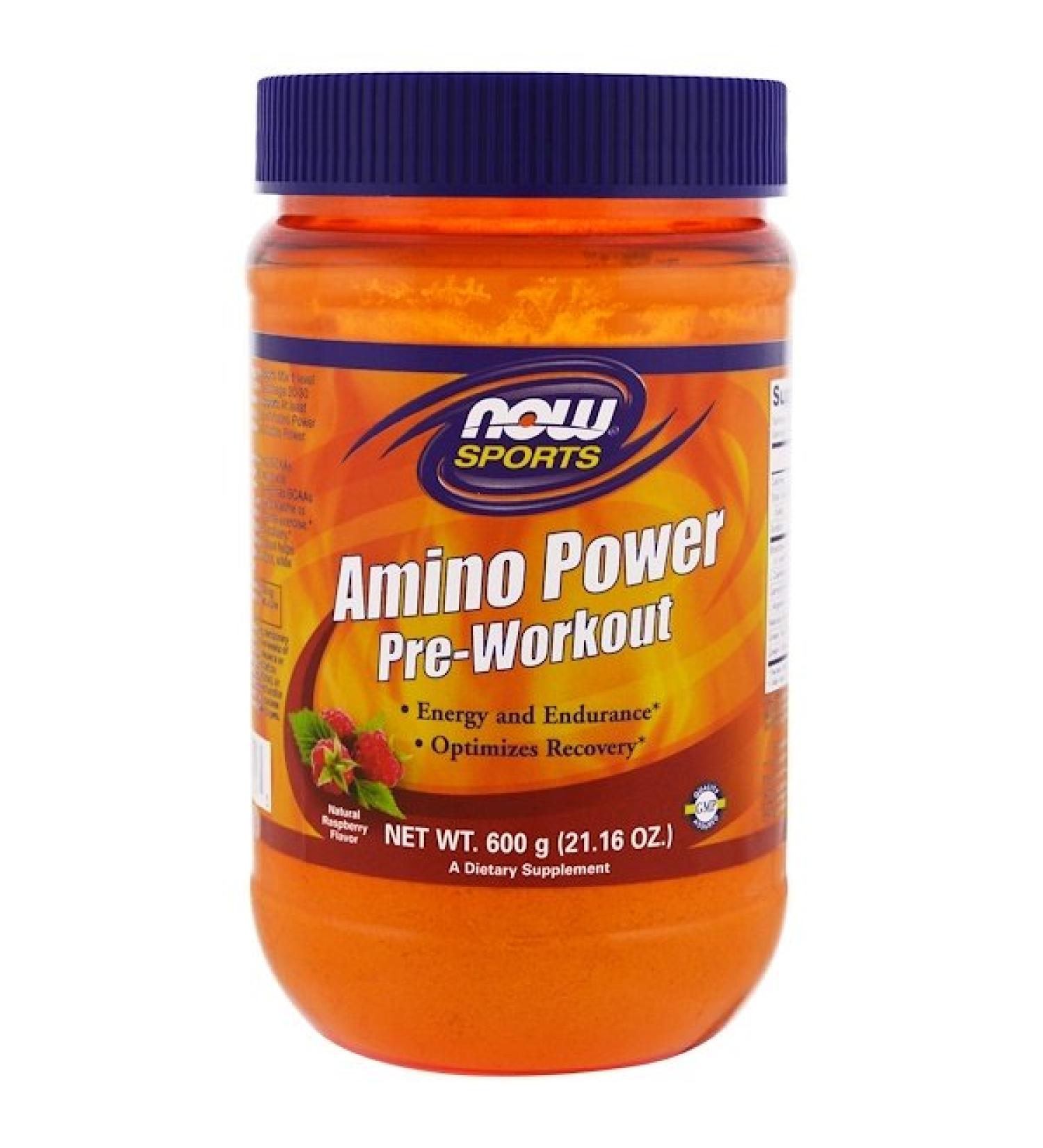 Now Foods Sports Amino Power Pre-Workout Natural Raspberry Flavor 1.3 lbs (600 g)