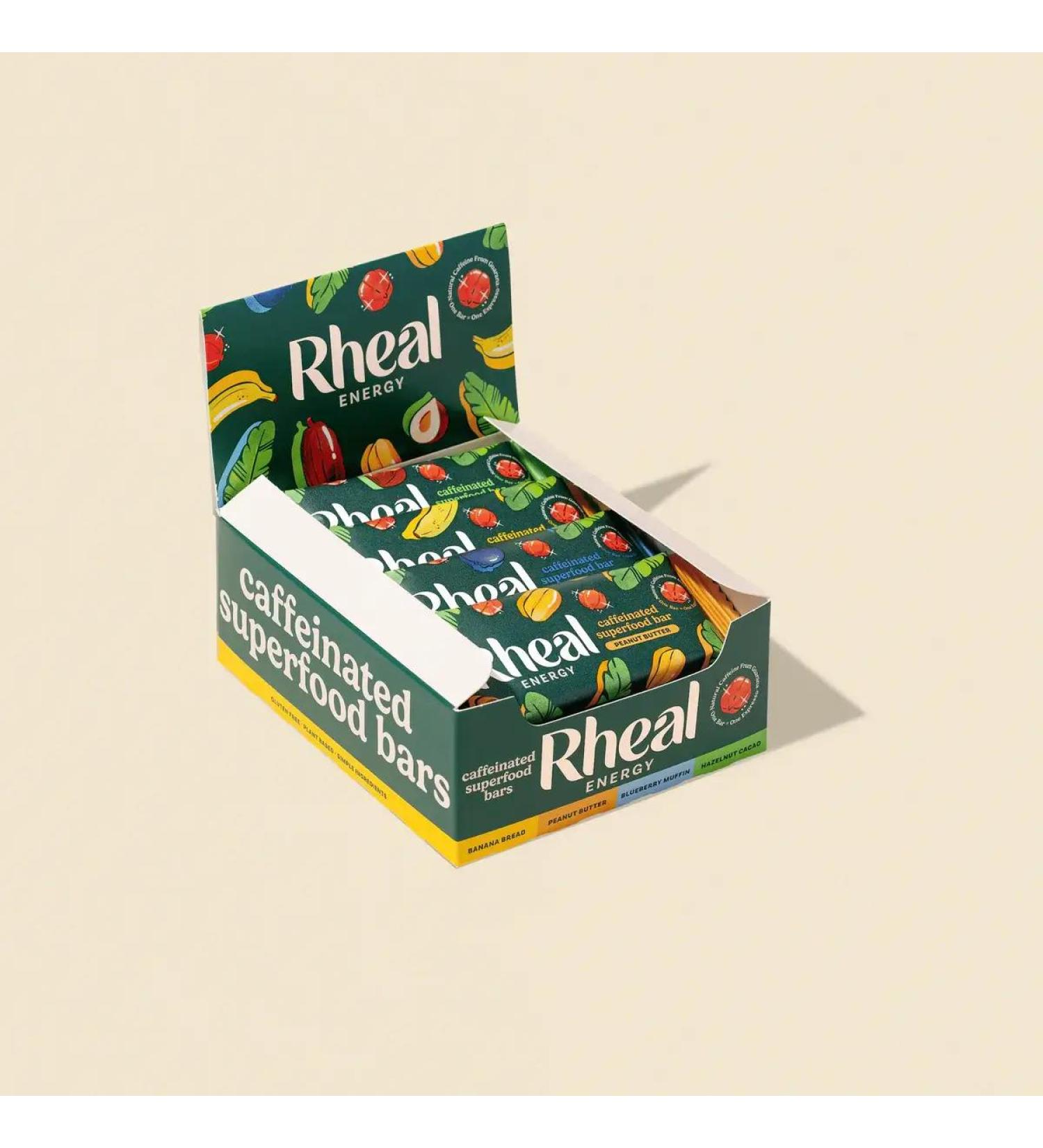 Rheal Enargy Bar Caffeinated Superfood  - Variety Box - 12 Par  - Buy Online on GoSupps.com