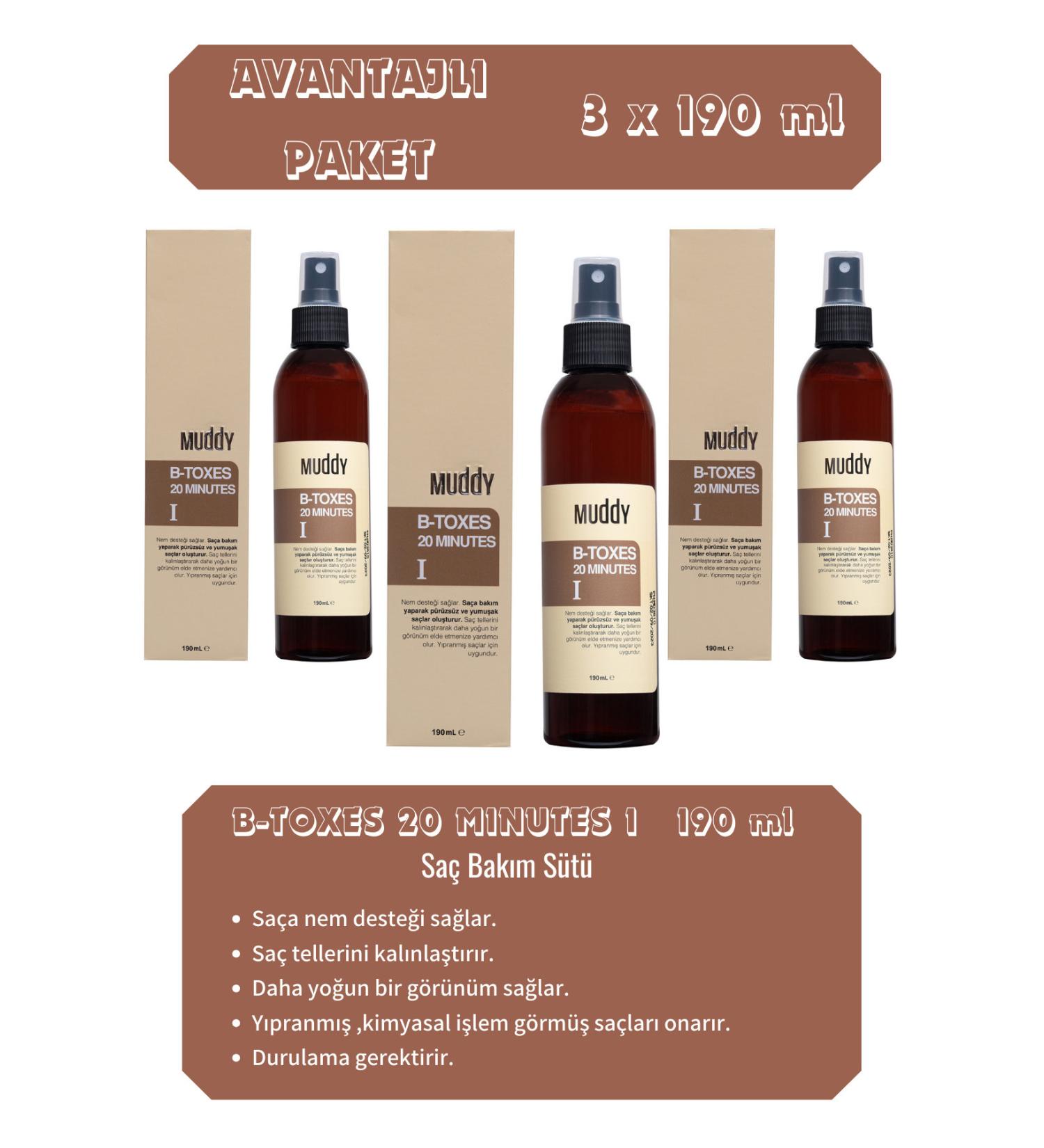 Muddy Nourishing and Repairing B-toxes 20 Minutes 1 Hair Milk 190 ml x 3