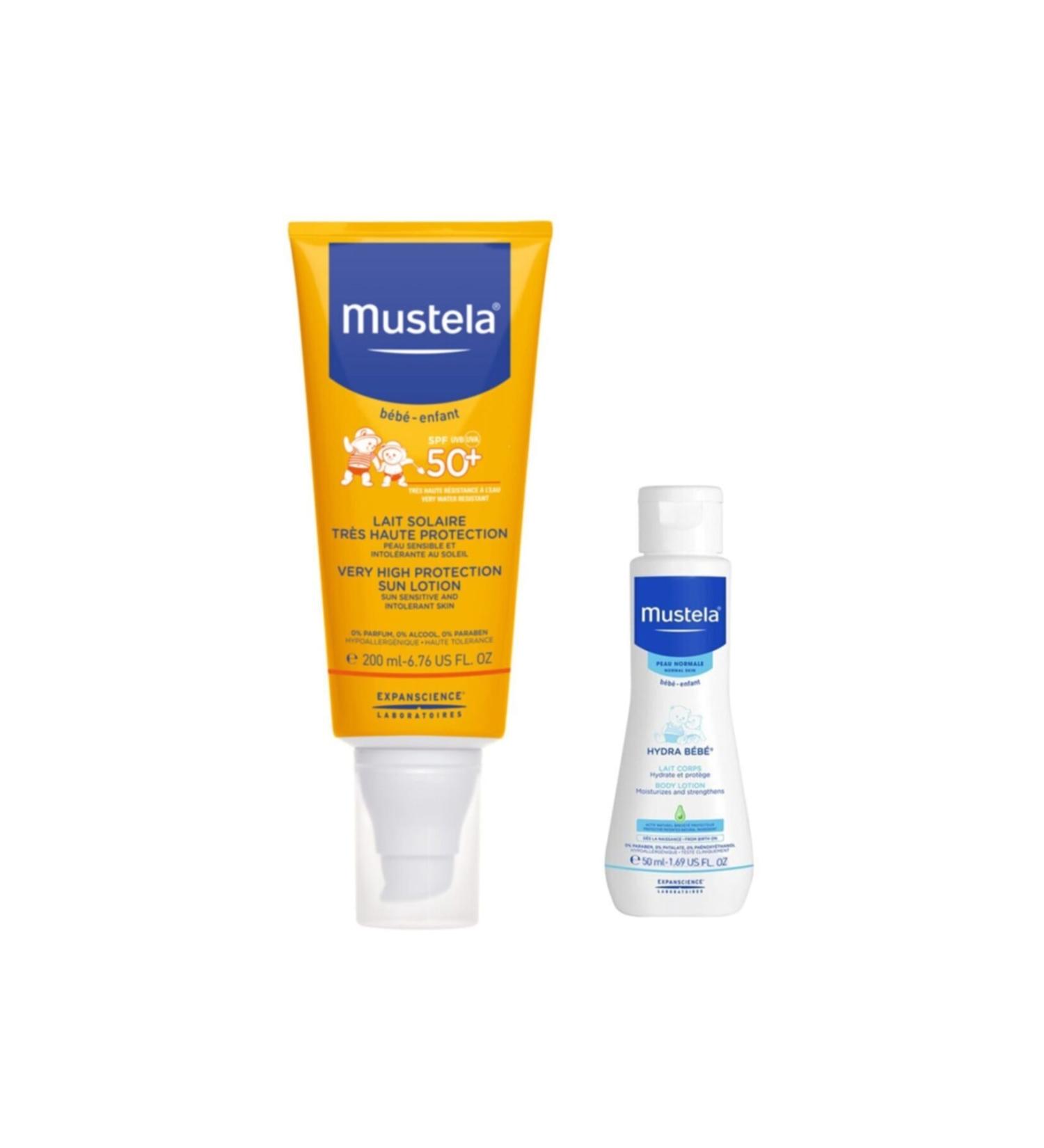 Mustela Very High Protection Spf 50+ Spray Sun Cream 200 Ml + 50 Ml Hydra Baby Lotion