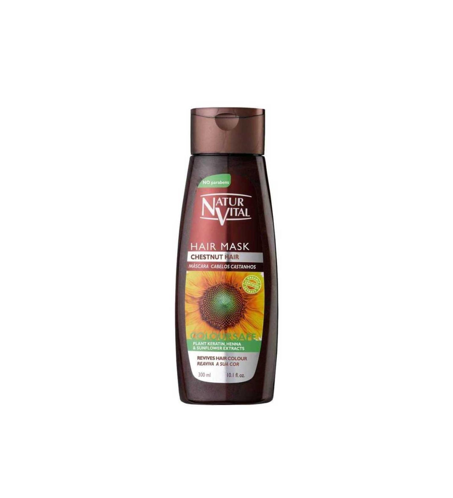 Natur Vital Coloursafe Chestnut Hair Mask - Henna Extract Colour Brightening Hair Mask for Brown Hair