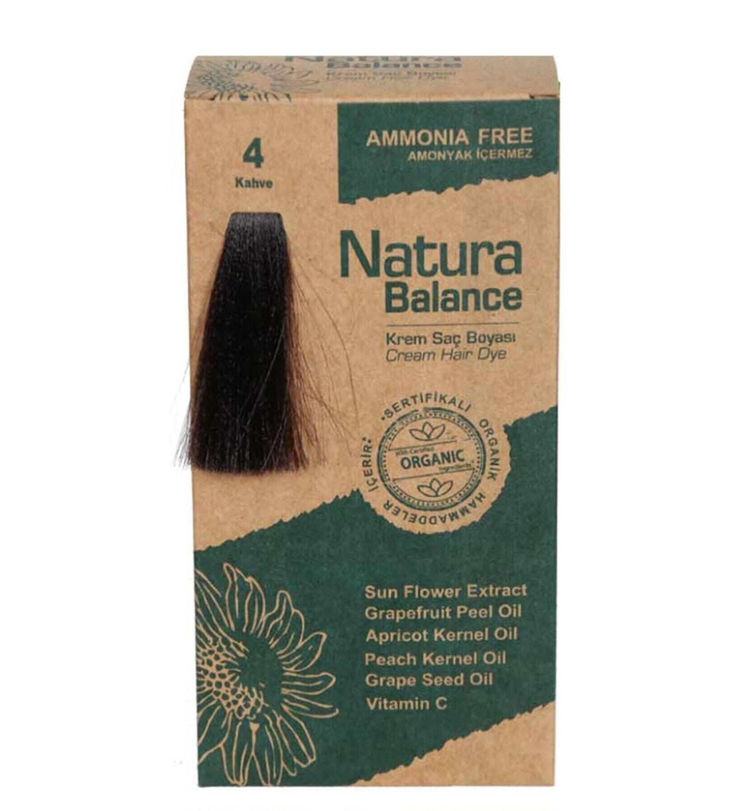 NATURABALANCE Organic Cream Hair Dye 4 Brown 60 ml 8699367127950