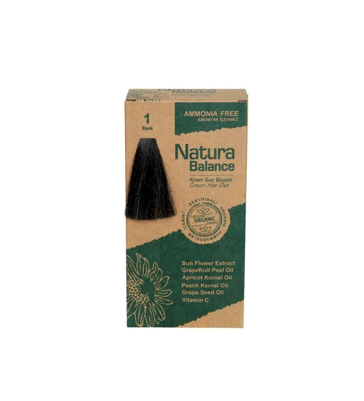 NATURABALANCE Organic Cream Hair Dye 1 Black 60 Ml