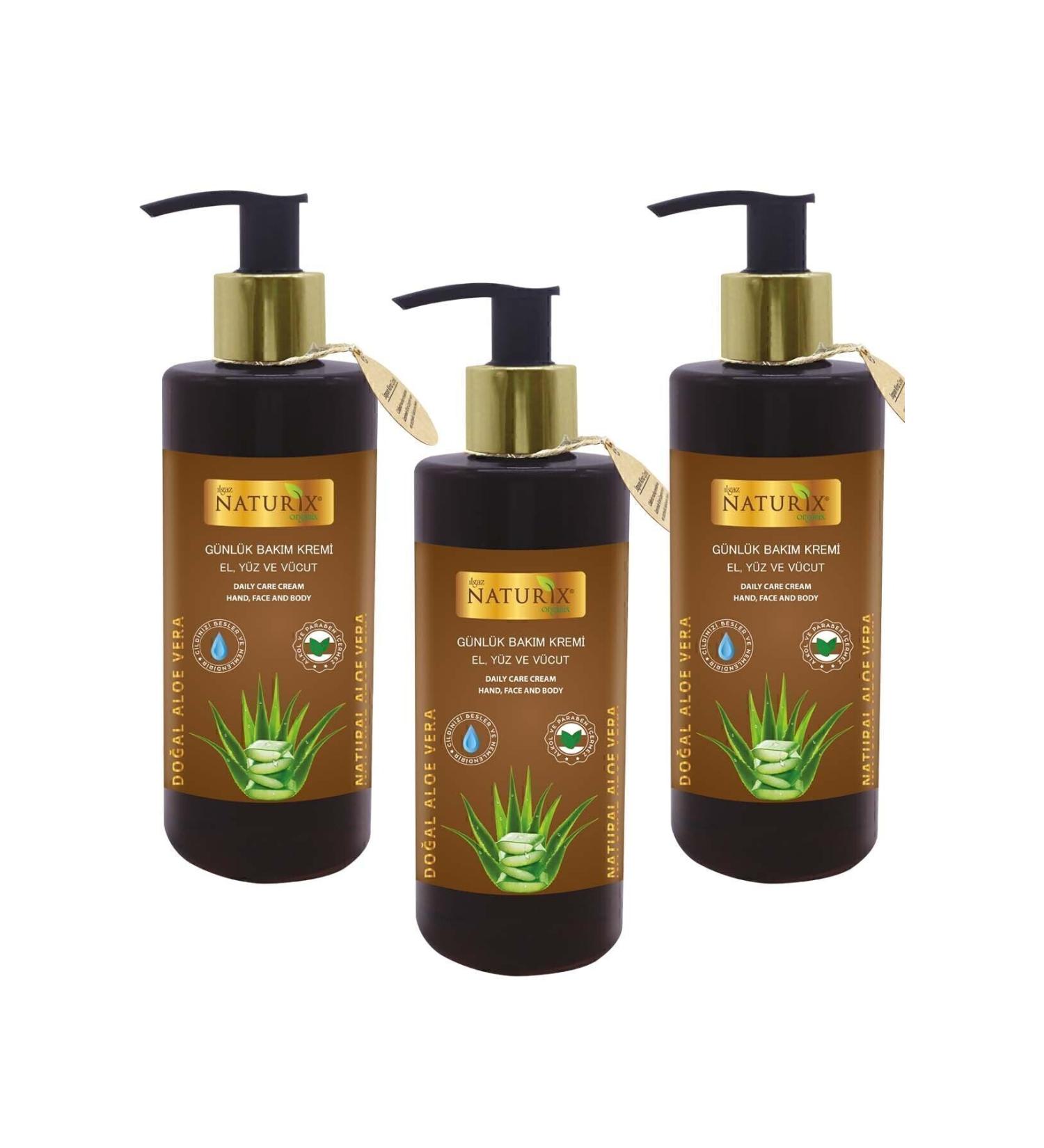 Naturix 250ml Aloe Vera Hand - Face - Body Lotion 3 Intensive Moisturizing Cream All Skin Types - Buy Online on GoSupps.com