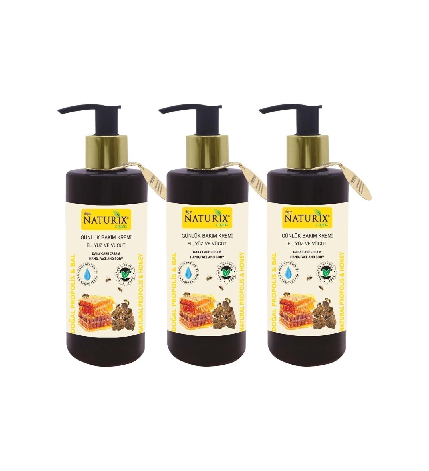 Naturix Natural Propolis & Honey Extract Moisturizing Hand - Face - Body Care Cream 250 ml 3 Pieces - Buy Online on GoSupps.com