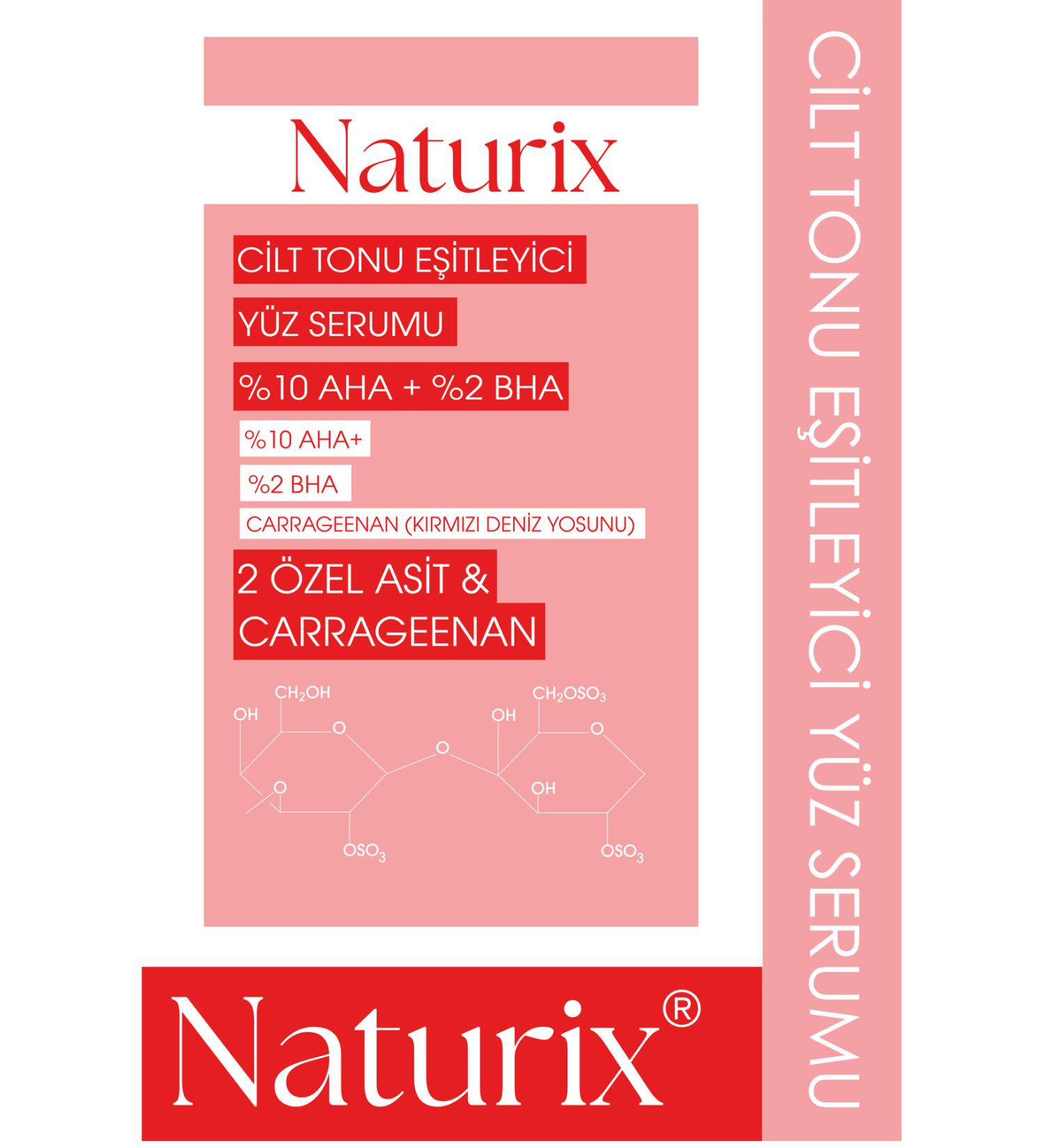 Naturix NATURIX SKIN TONE EQUALIZING FACE SERUM AHA + 2% BHA AND RED SEA ALGAE