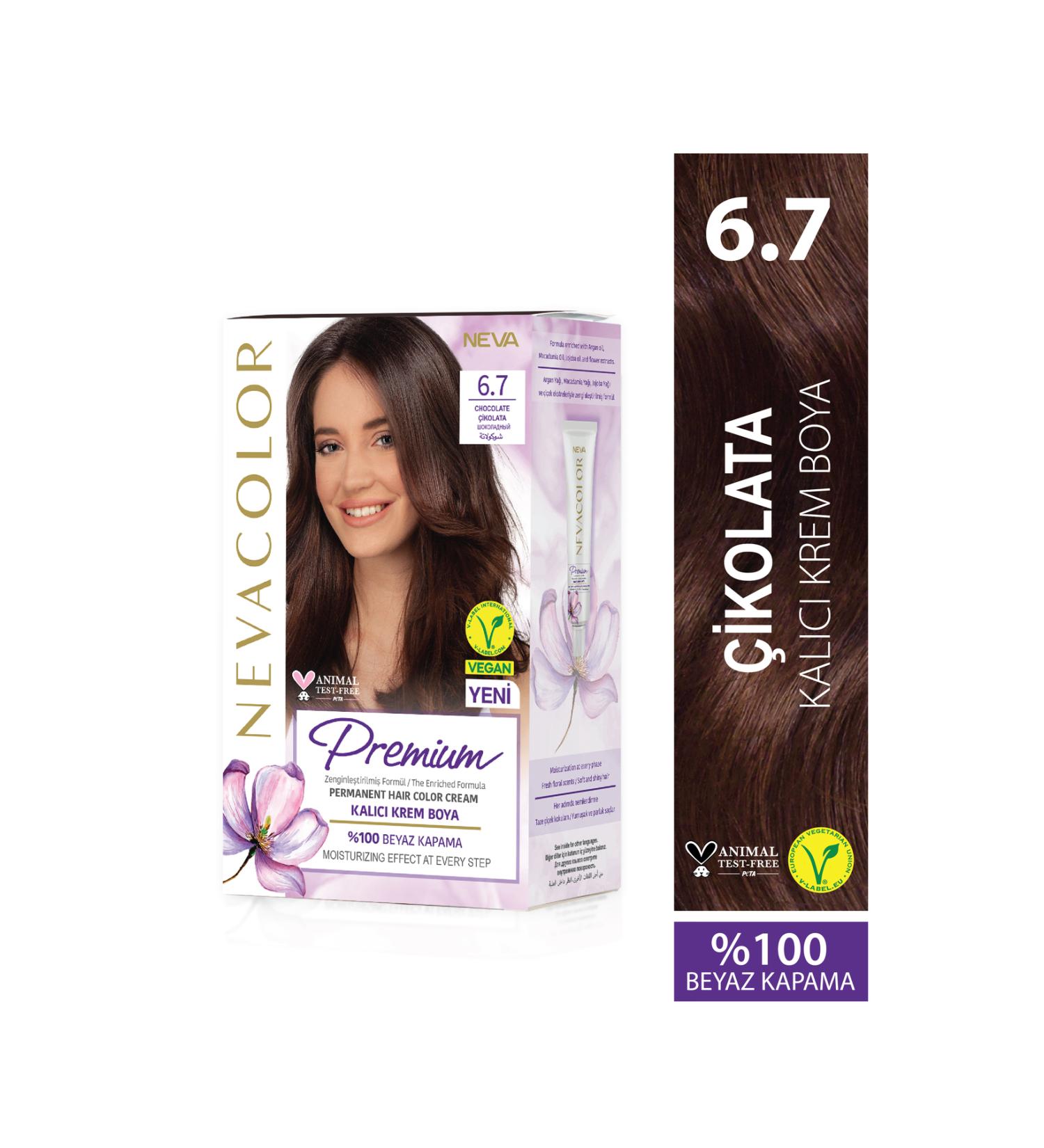 Nevacolor Premium 6.7 CHOCOLATE Permanent Cream Hair Dye Set