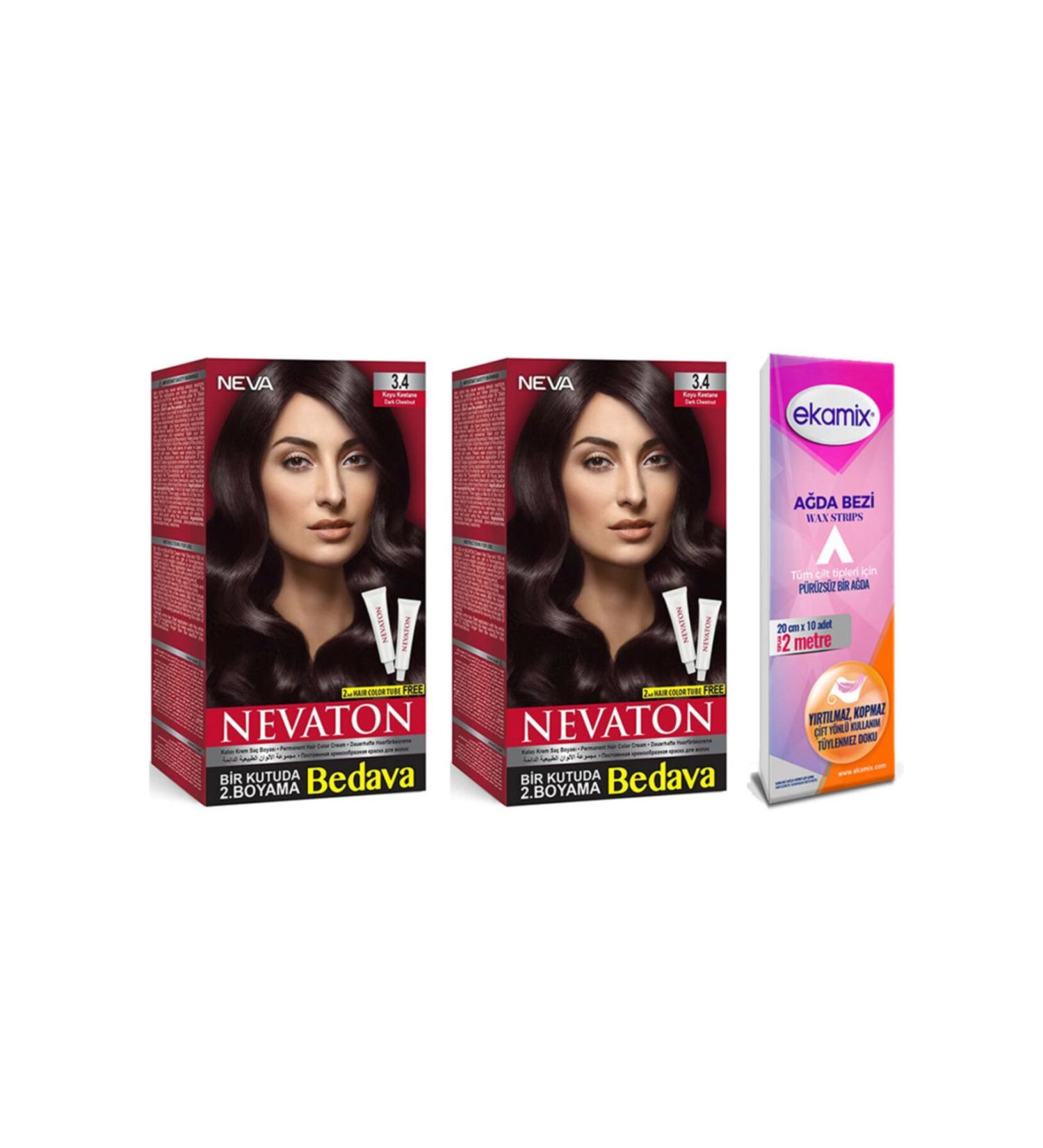 Nevaton Hair Dye 3.4 Dark Chestnut 2 Pieces