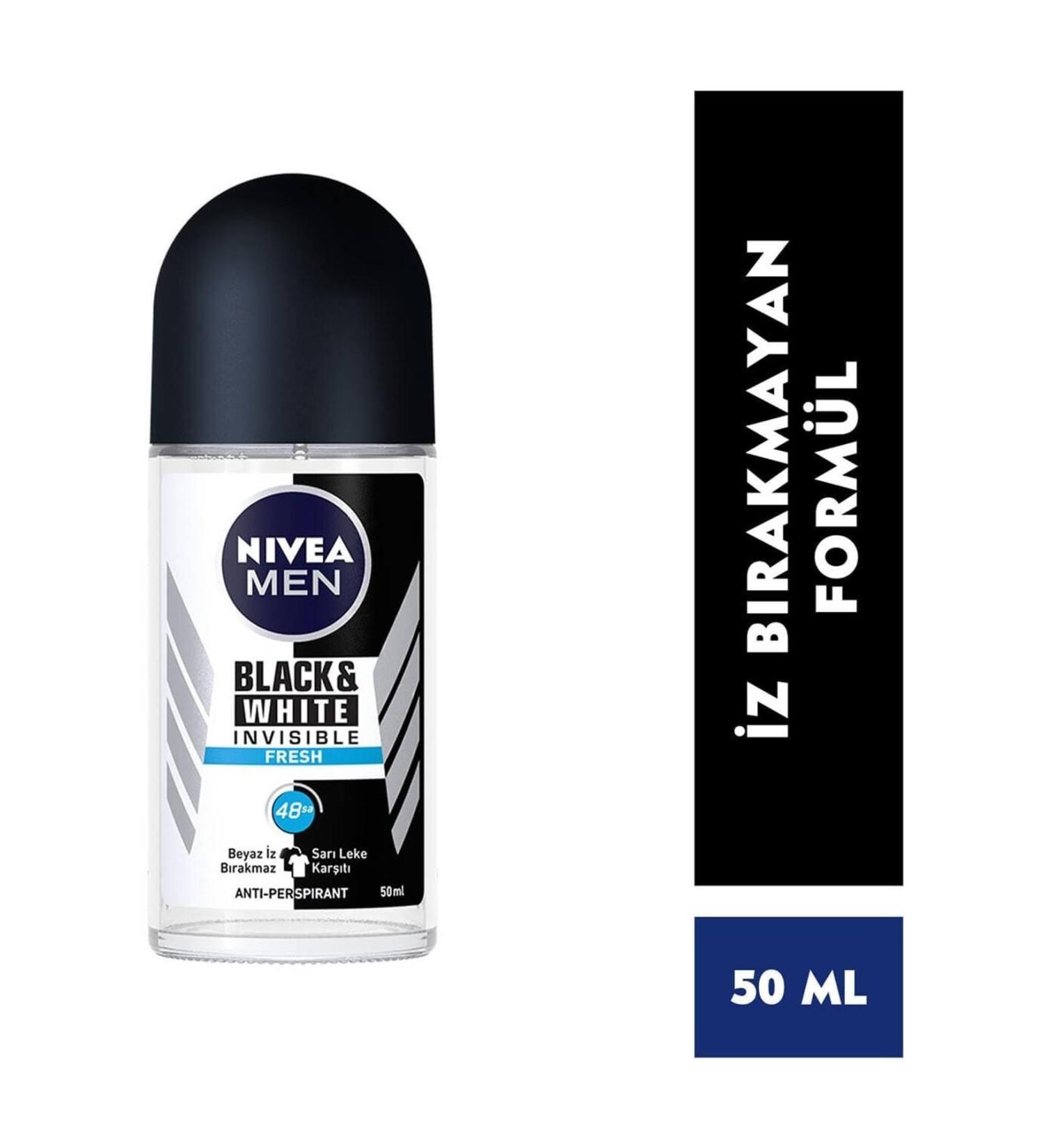 NIVEA Men Roll-on Deo Invisible Black & White 50 Ml
