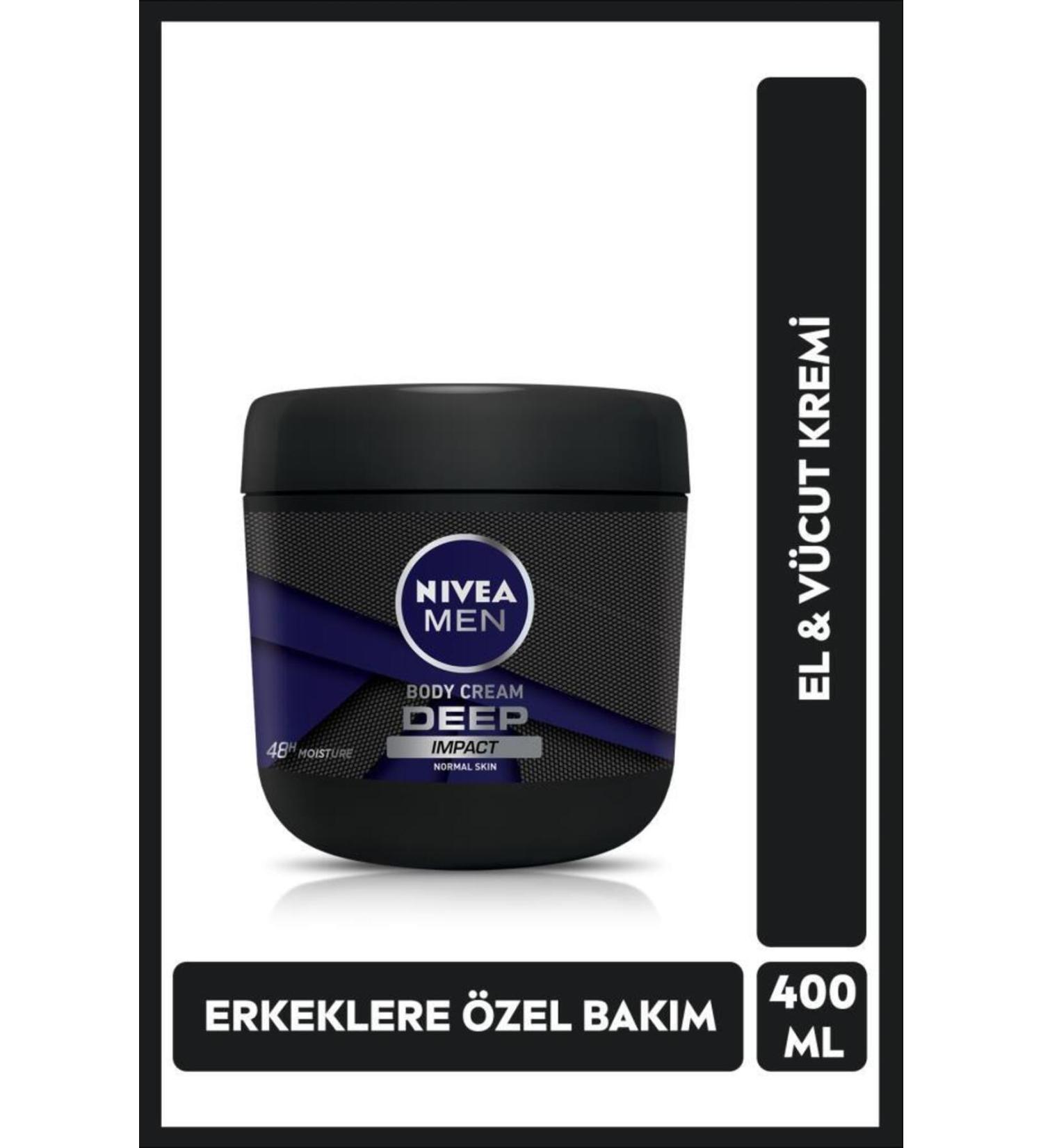 NIVEA Men's Hand And Body Cream Deep Impact 400ml 48 Hour Moisturizer Personal Care BLK WW61