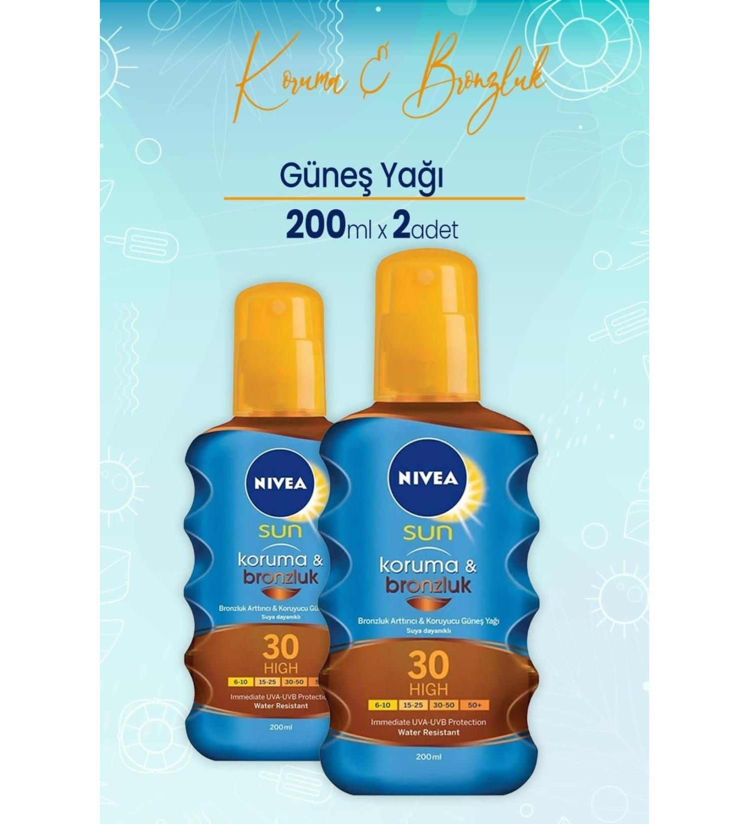 NIVEA Sun Protection and Bronze Sun Oil Gkf 30 200 Ml X 2 Pieces
