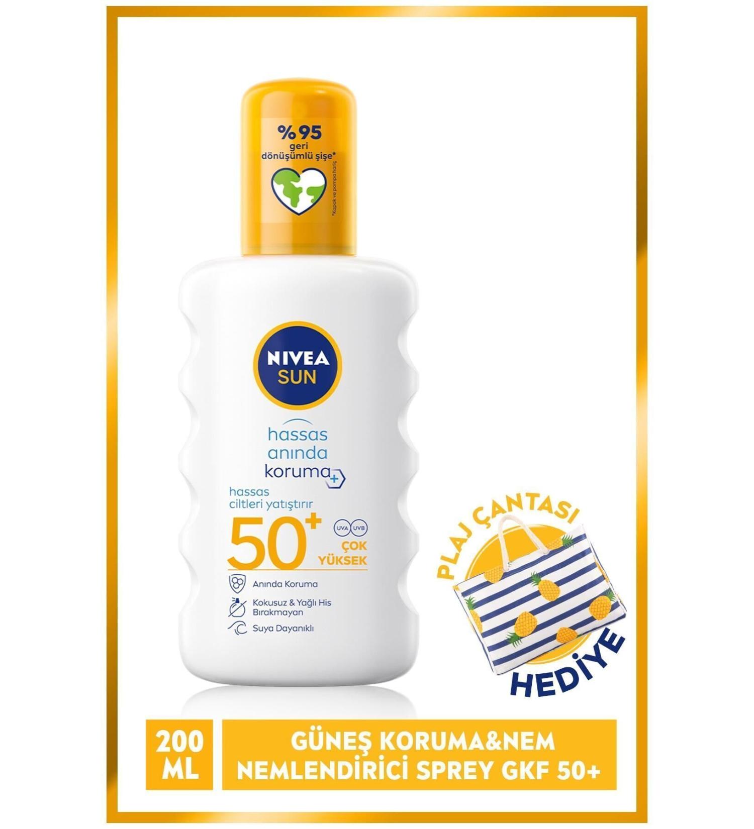 NIVEA SUN Sensitive High Protection Sun Spray 200ml SPF50 Sensitive Skin Moisturizing UVA Protection - Buy Online on GoSupps.com