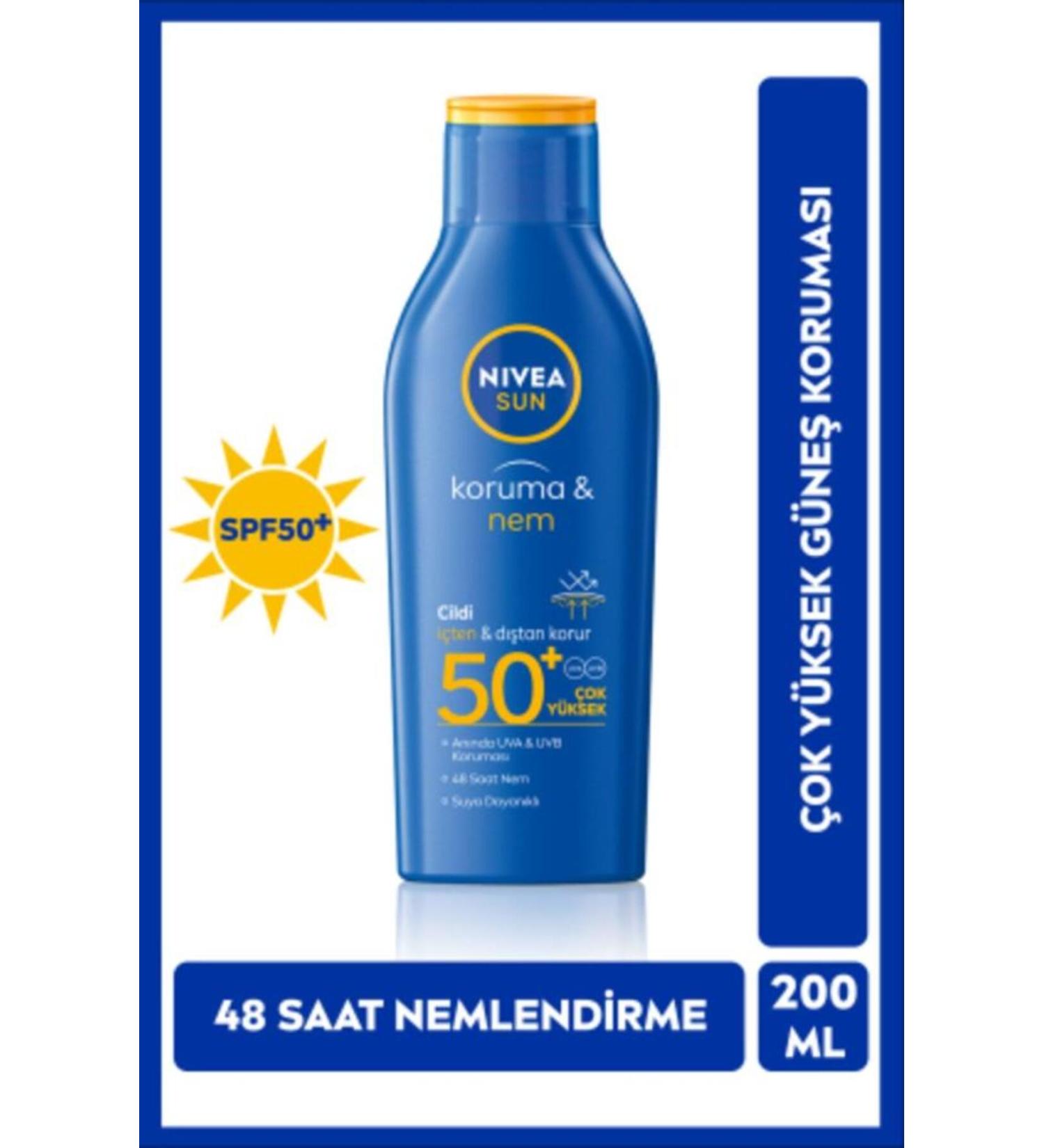 NIVEA Sun Sunscreen Lotion 200ml Spf50 Moisturizing Uva/uvb Protection Water Resistant - Buy Online on GoSupps.com