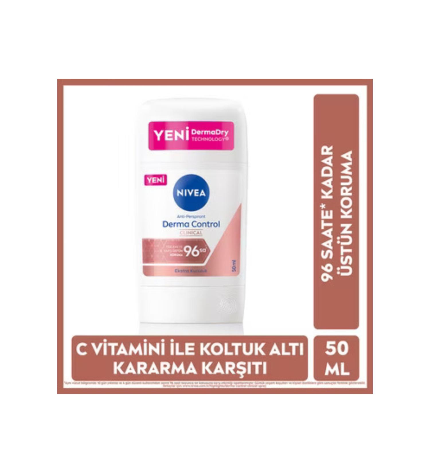 NIVEA Women's Stick Deodorant Derma Control Clinical 50 ml Anti-Underarm Darkening with Vitamin C - Buy Online on GoSupps.com