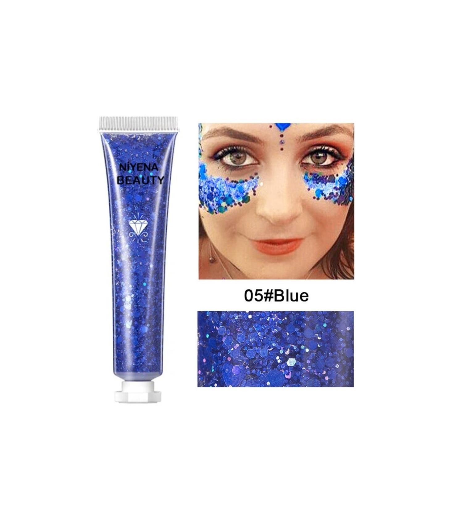 N YENABEAUTY Gel Form Shiny Glitter Face Makeup & Body & Hair 18 Gr Blue Color