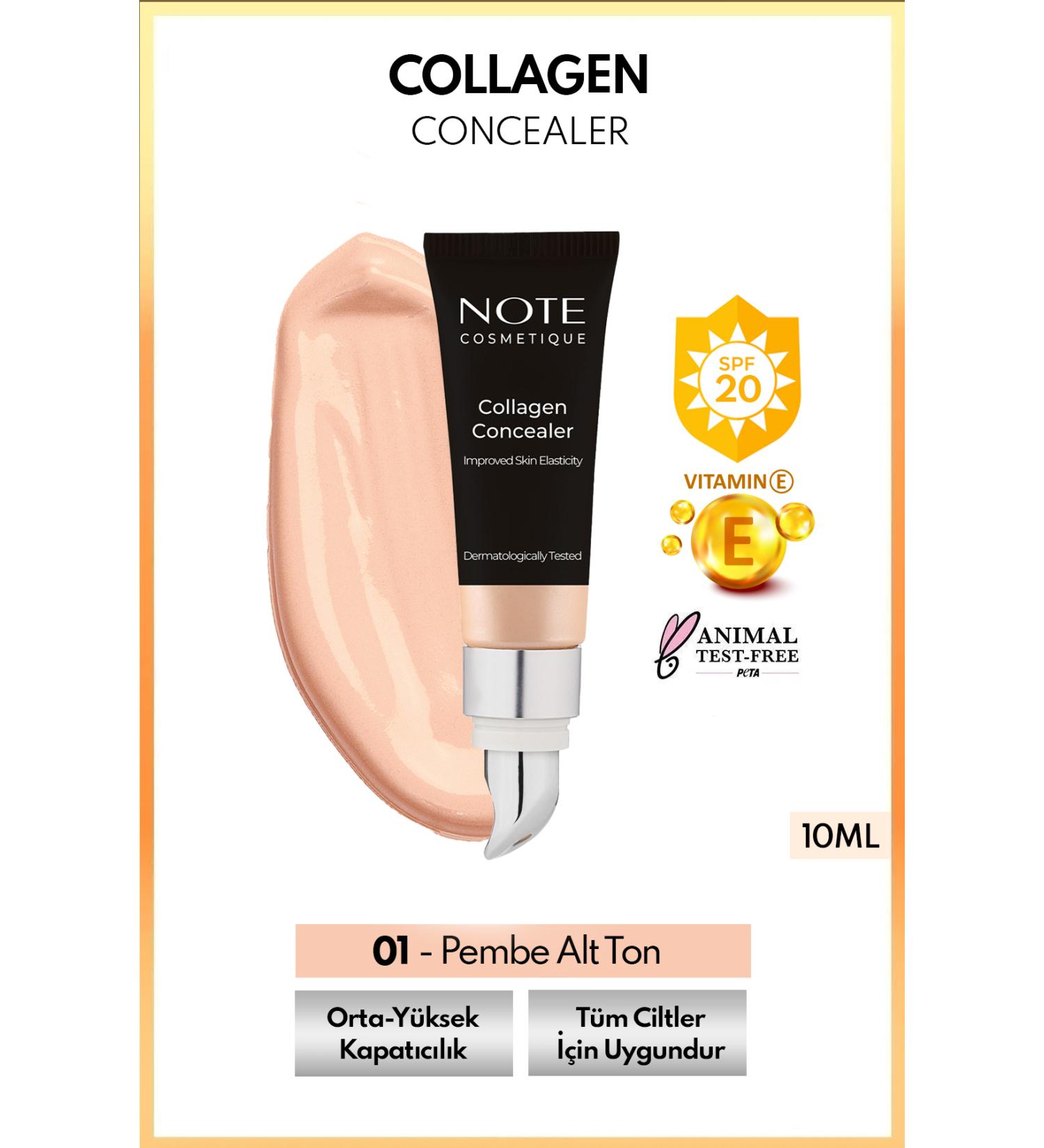 Note Cosmetics Collagen Concealer Spf 20 Collagen Containing Under Eye Concealer - 01 Light - Buy Online on GoSupps.com