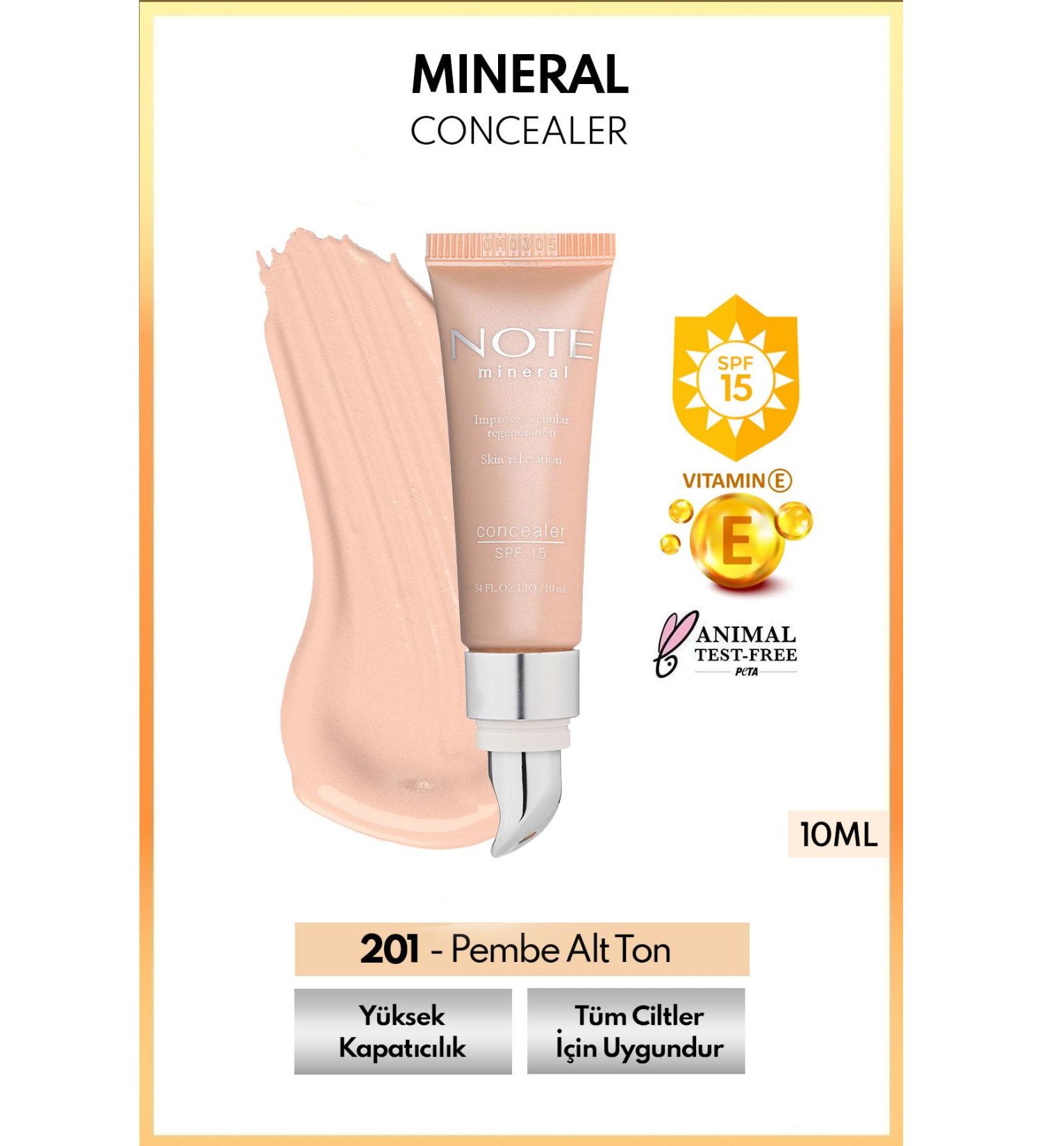 Note Cosmetics Mineral Concealer Spf 15 Intensive Concealer Metal Head Under Eye Concealer - 201 Light - Buy Online on GoSupps.com