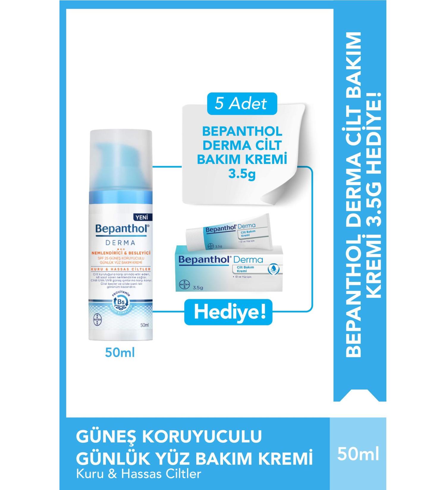 Bepanthol Derma Spf 25 Face Care Cream 50 ml 5 Pieces Skin Care Cream 3.5 G - Buy Online on GoSupps.com