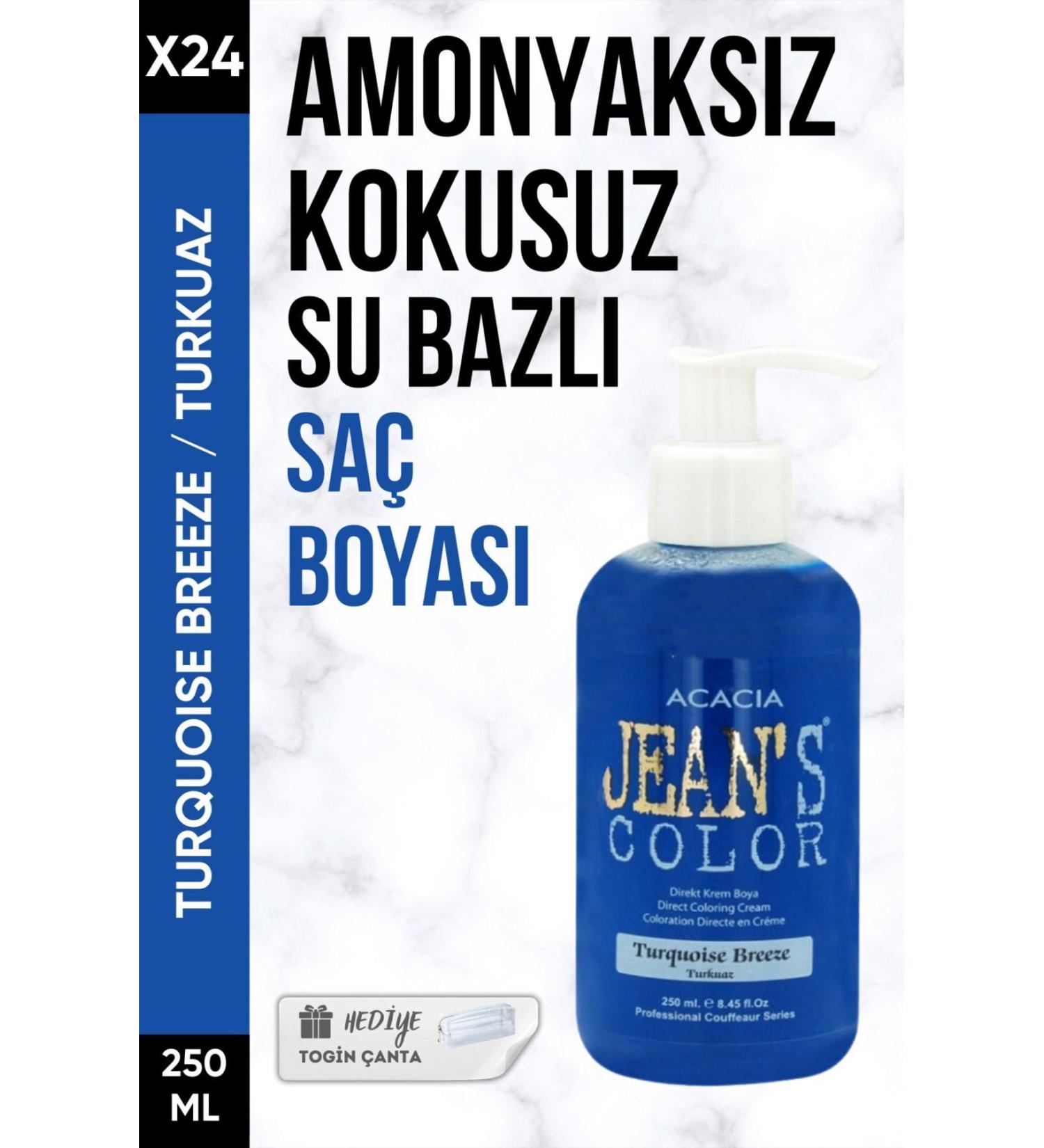 Acacia Ammonia Free Turquoise Color Hair Dye 250 Ml X24 Pieces + Togin Bag Gift