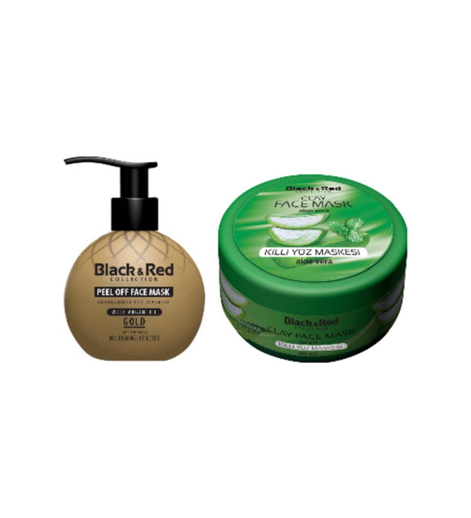 Black Red Peelable Gold Face Mask Against Blackheads 250 ml and Clay Face Mask 400 gr