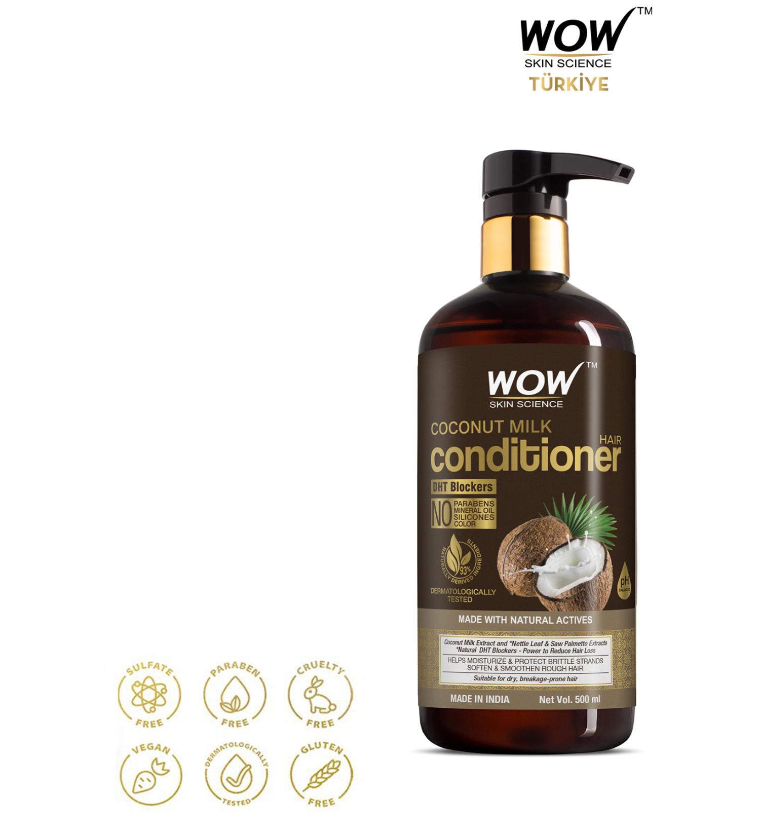WOW Skin Science Coconut Milk Conditioner - Natural Ingredients - Moisturizing Hair Fall Frizz Control 500ml - Buy Online on GoSupps.com