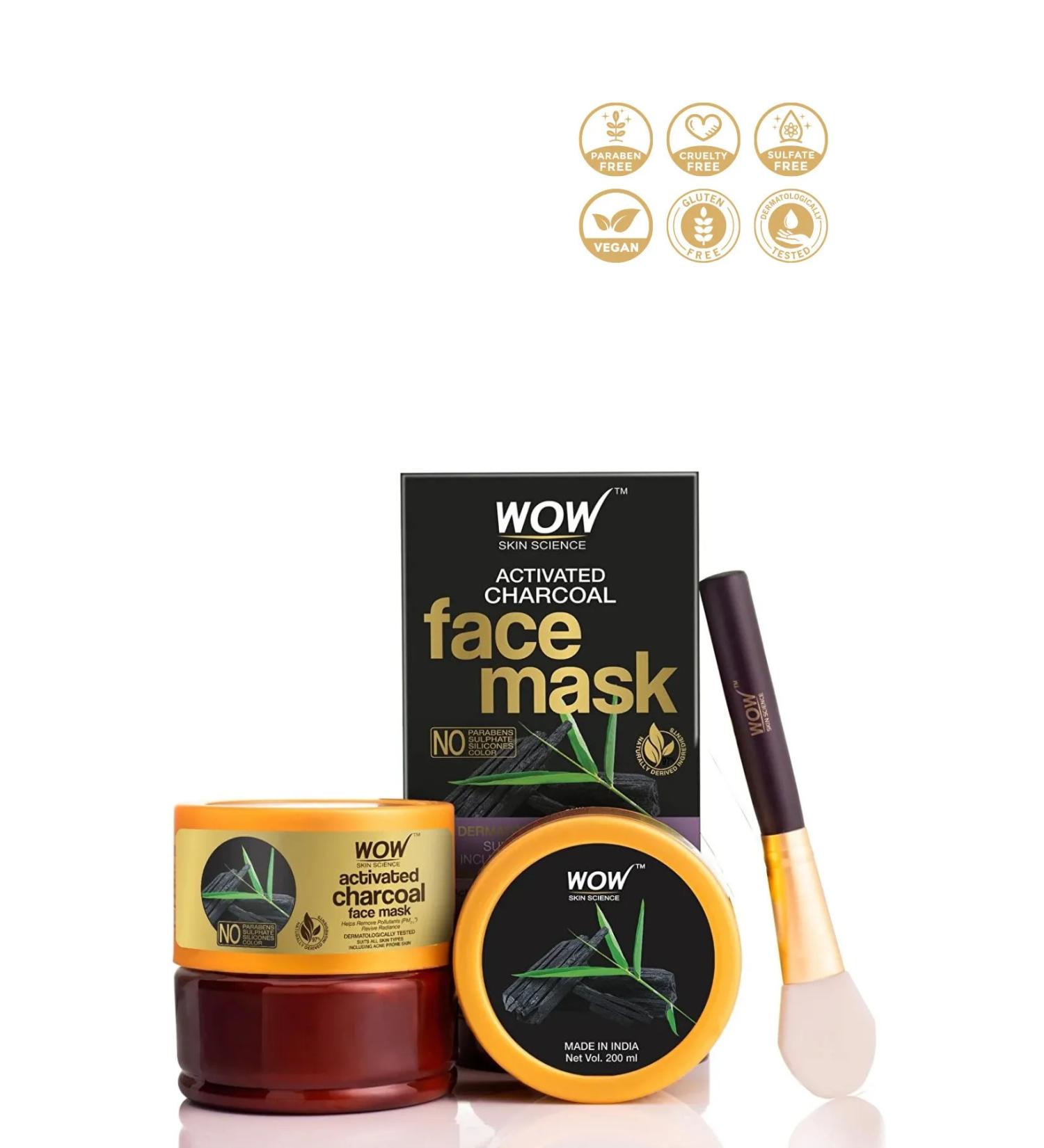 WOW Skin Science Activated Charcoal Face Mask - Natural Content - Anti-Blackhead and Anti-Acne Pore Minimizer 200 Ml - Buy Online on GoSupps.com
