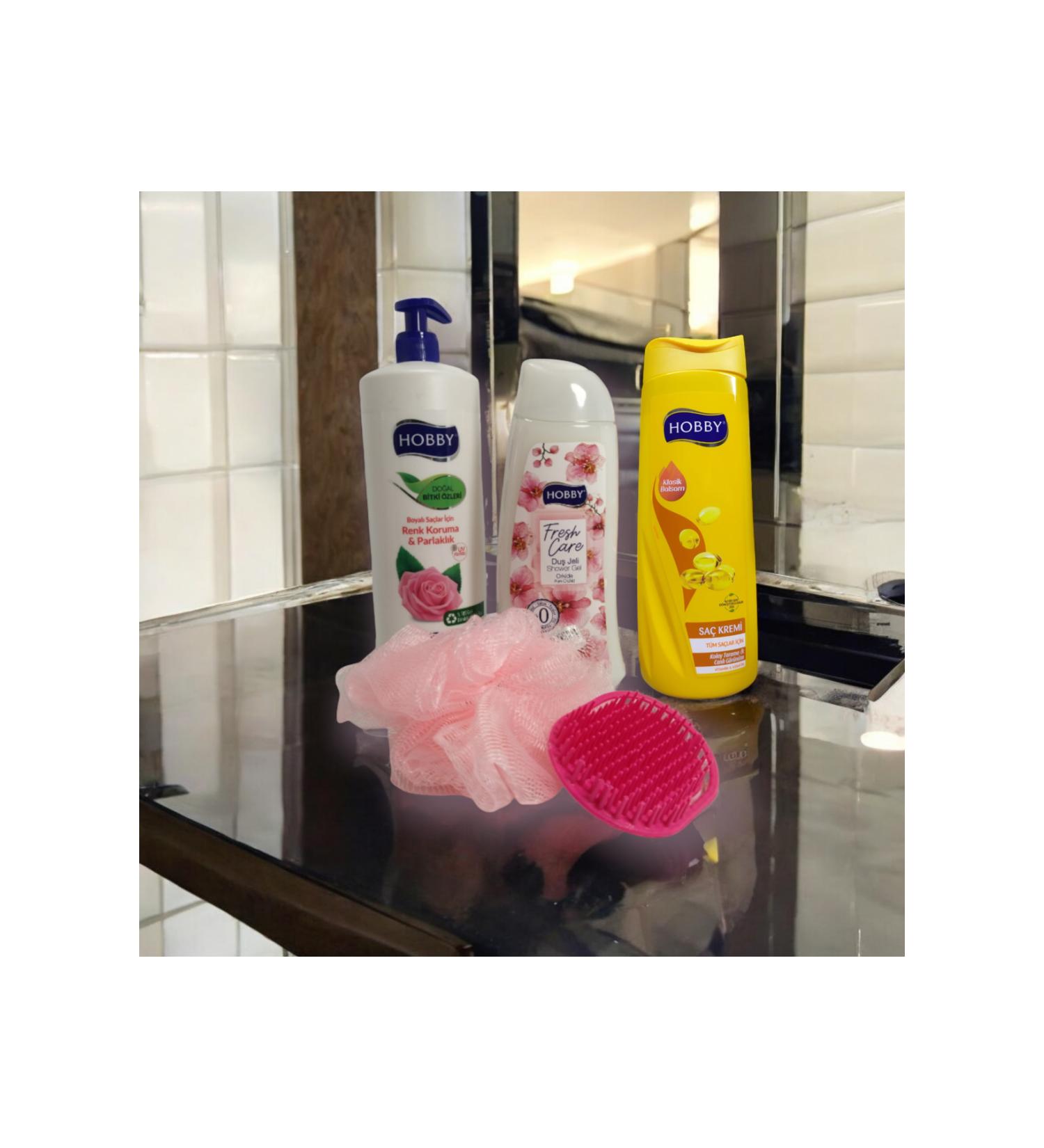 Hobby Shampoo Rose Essence (1000ML) Hair Conditioner (500ML) Shower Gel Orchid (500ML)