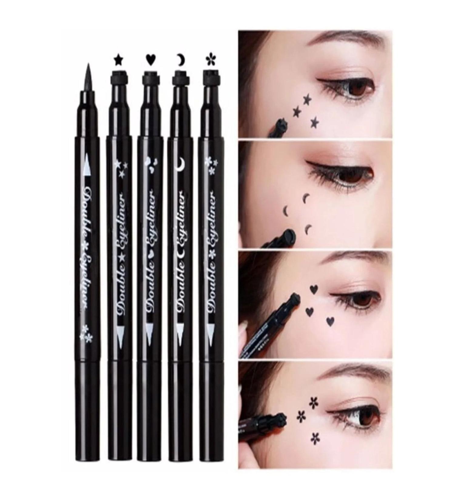 4 Pieces Waterproof Double Sided Star - Heart - Moon and Flower Patterned Pencil Eyeliner - Buy Online on GoSupps.com