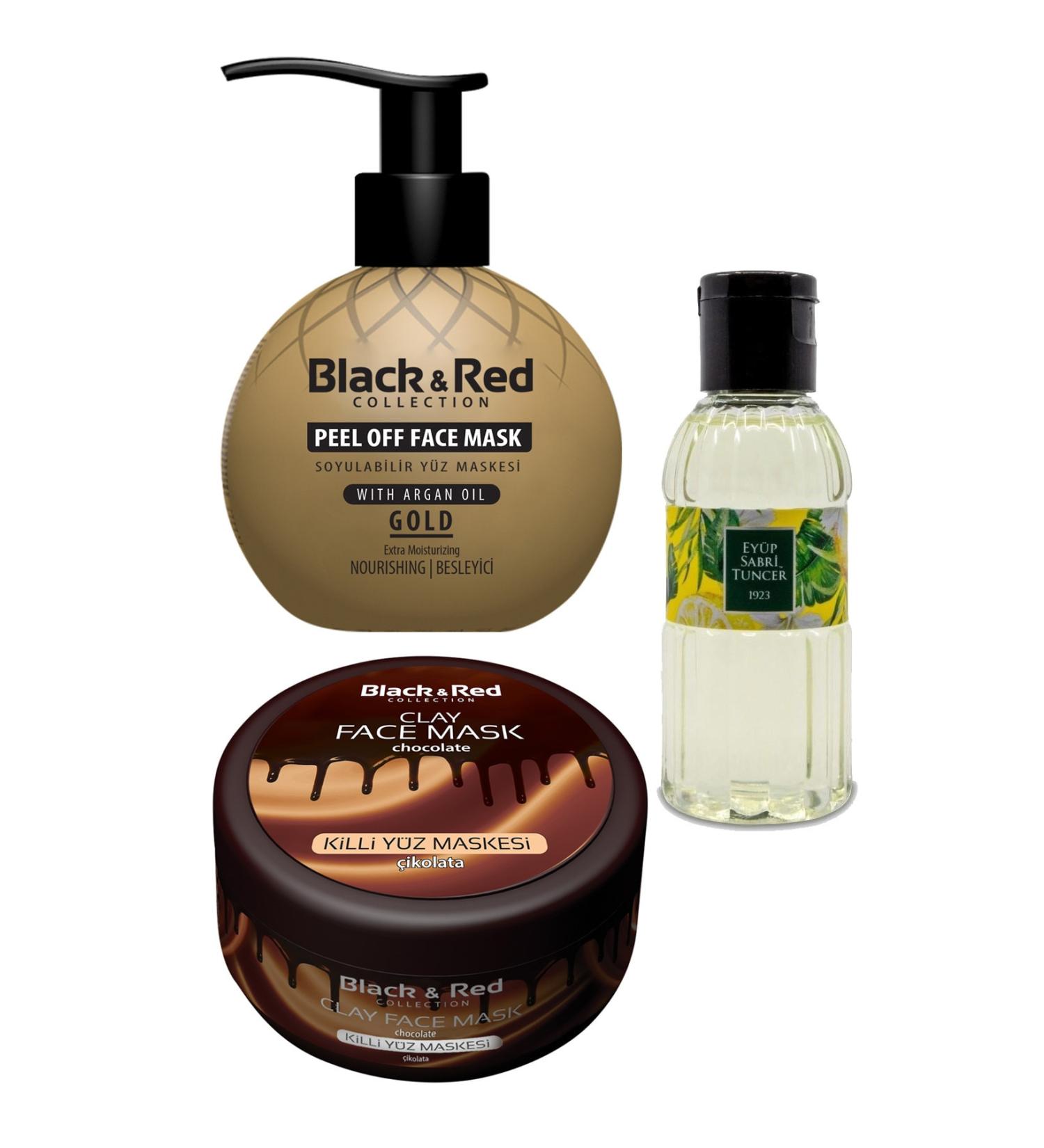 Black Red Peelable Black Face Mask Against Blackheads 250 MM and Clay Face Mask with Argan Oil 400 gr