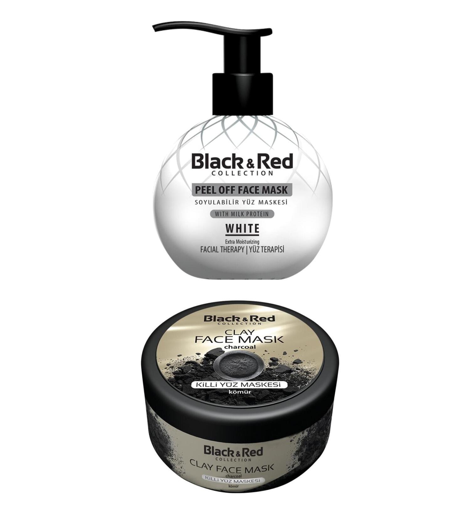 Black Red Black & Red Peelable White Face Mask 250 ml + Clay Face Mask with Charcoal Extract 400gr - Buy Online on GoSupps.com