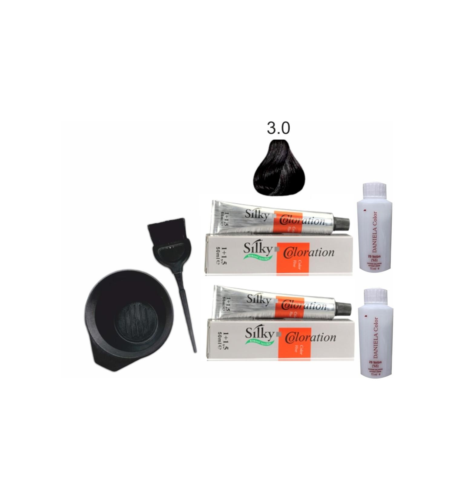 Silky Herbal Hair Dye 3.0 Dark Brown 1+1.5 50ml X2pcs - Buy Online on GoSupps.com