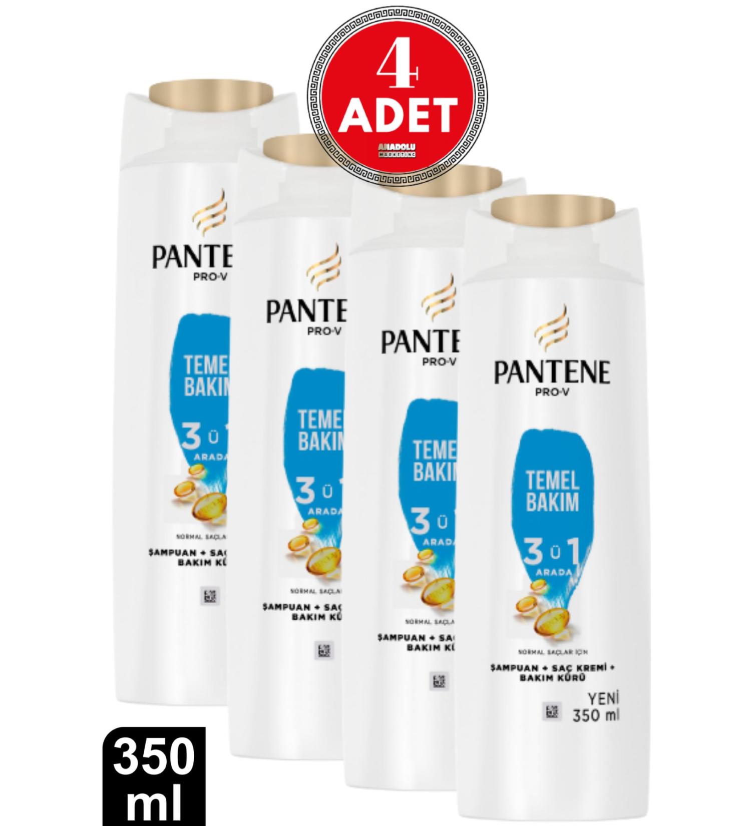 Pantene Basic Care 3 in 1 Shampoo 350 Ml 4 Pieces