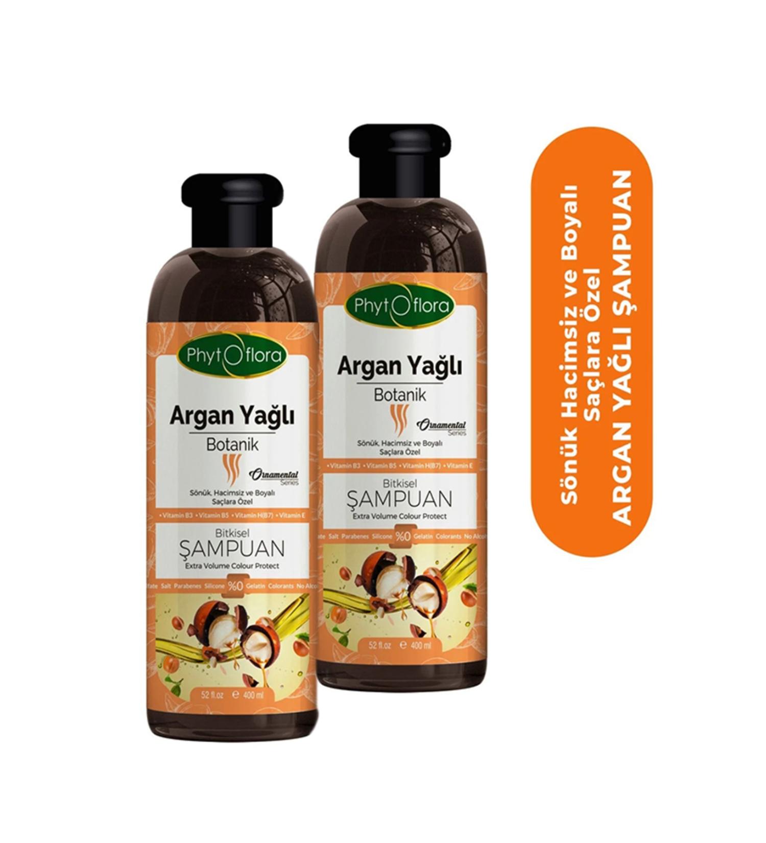 Phytoflora Argan Oil Herbal Shampoo for Sensitive Dull Volumeless and Dyed Hair 400 ml 2 pieces