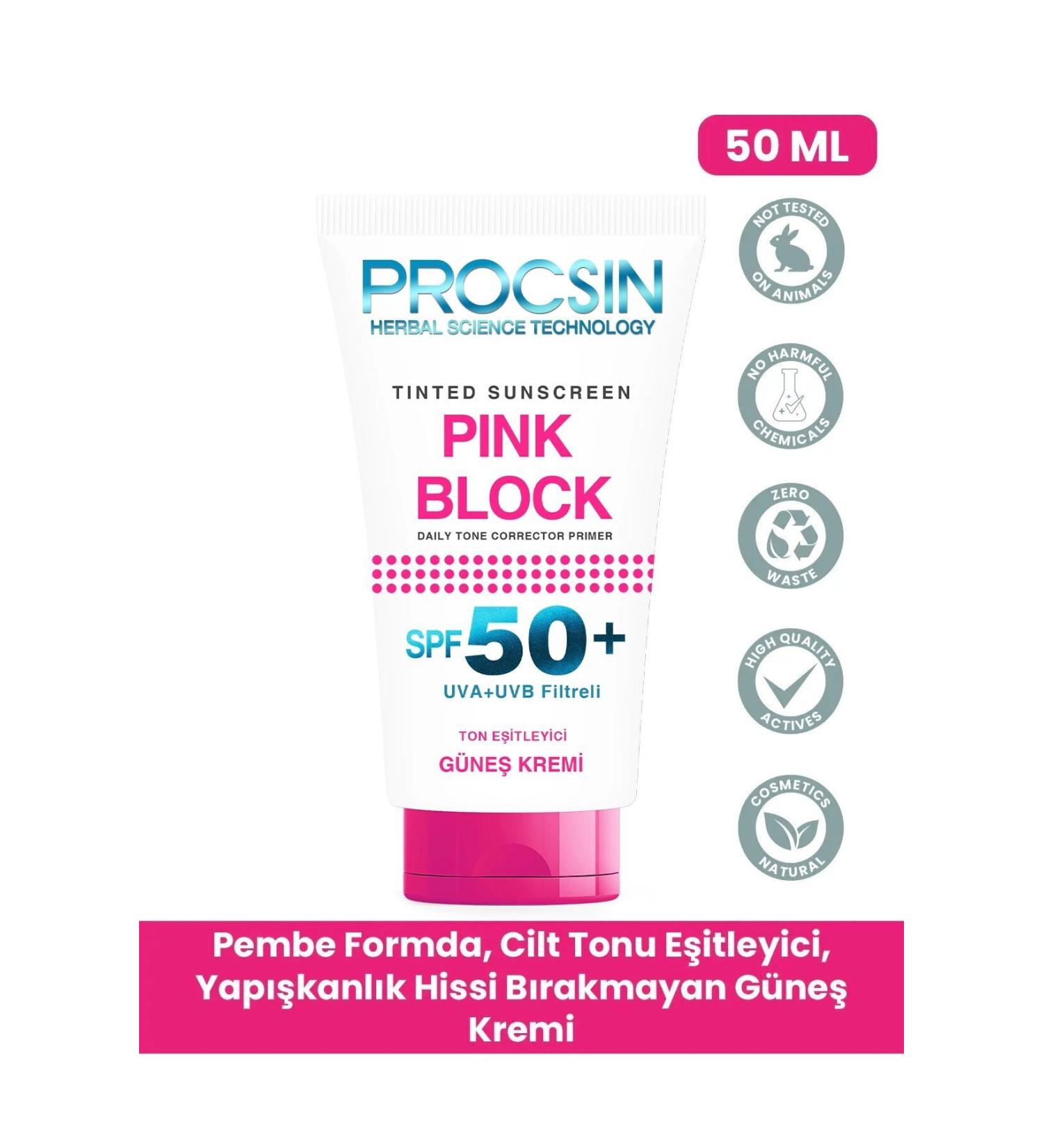 PROCSIN Pink Block Brightening and Tone Equalizing Spf50 Sun Cream 50 ml - Buy Online on GoSupps.com