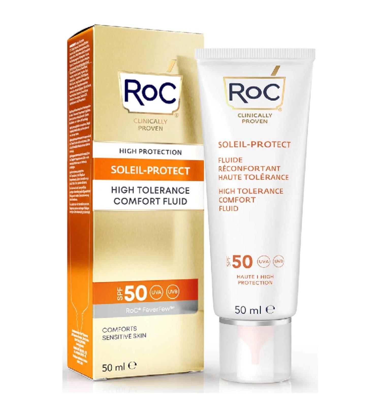 Roc Face Sun Cream For Sensitive Skin Spf50+ 50 Ml Soleil Protect High Tolerance Comfort Fluid - Buy Online on GoSupps.com