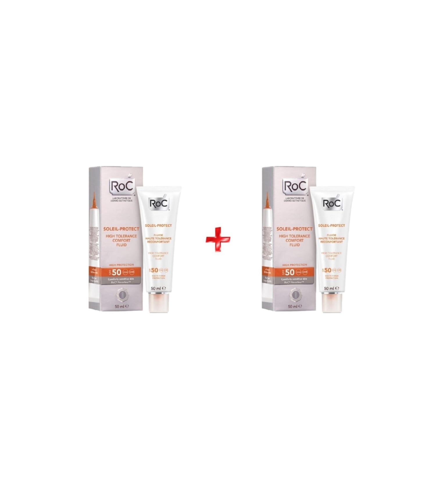 Roc Sun Cream for Sensitive Skin -soleil Protect High Tolerance Comfort Fluid Spf 50 2 Pieces