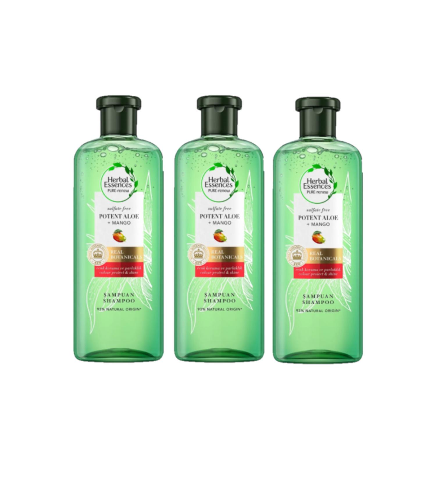 Herbal Essences Aloe + Mango Sulfate-Free 380ml Shampoo x3 Pcs