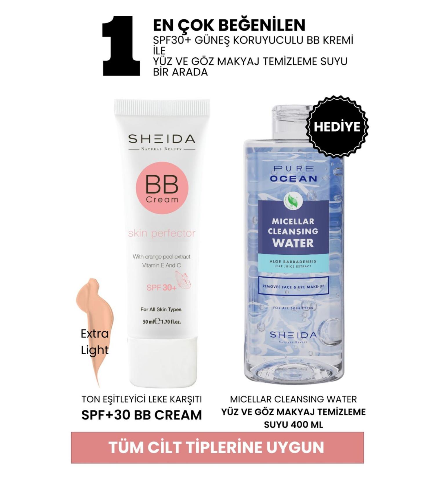Sheida Bb Cream Dark (DARK COLOR) - SPF30 Protection Blemish Repair - Makeup Remover Water Gift