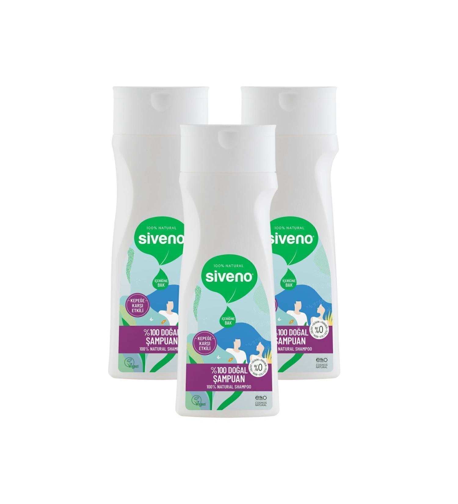 Siveno 0 Natural Anti-Dandruff Shampoo Oily Hair Tea Tree Wintergreen Vegan 300 ml X 3 Pieces