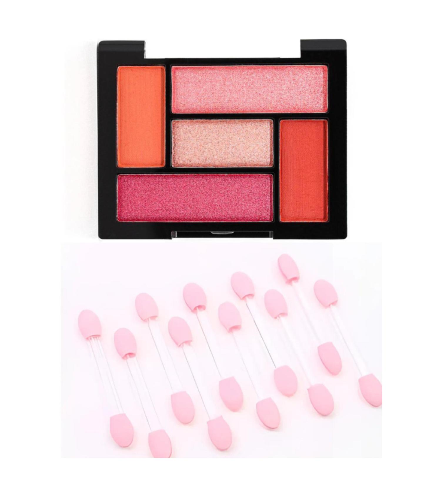 AcarlarTicaret Intense Pigmented 5 Matte and Shimmer Eyeshadow Palette - 10 Applicators