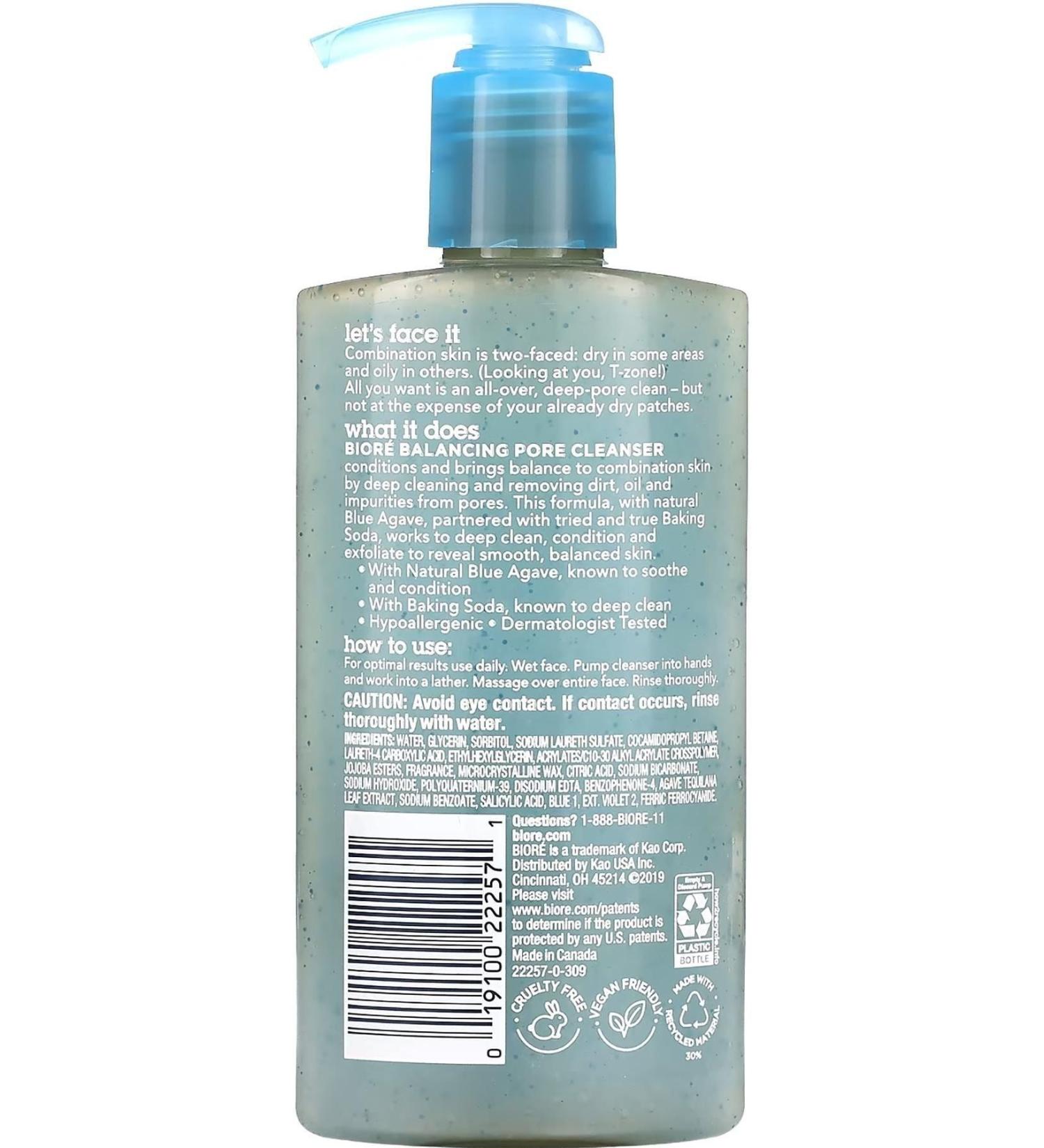 Biore Blue Agave + Baking Soda Oil-Free Pore Cleanser 200ml